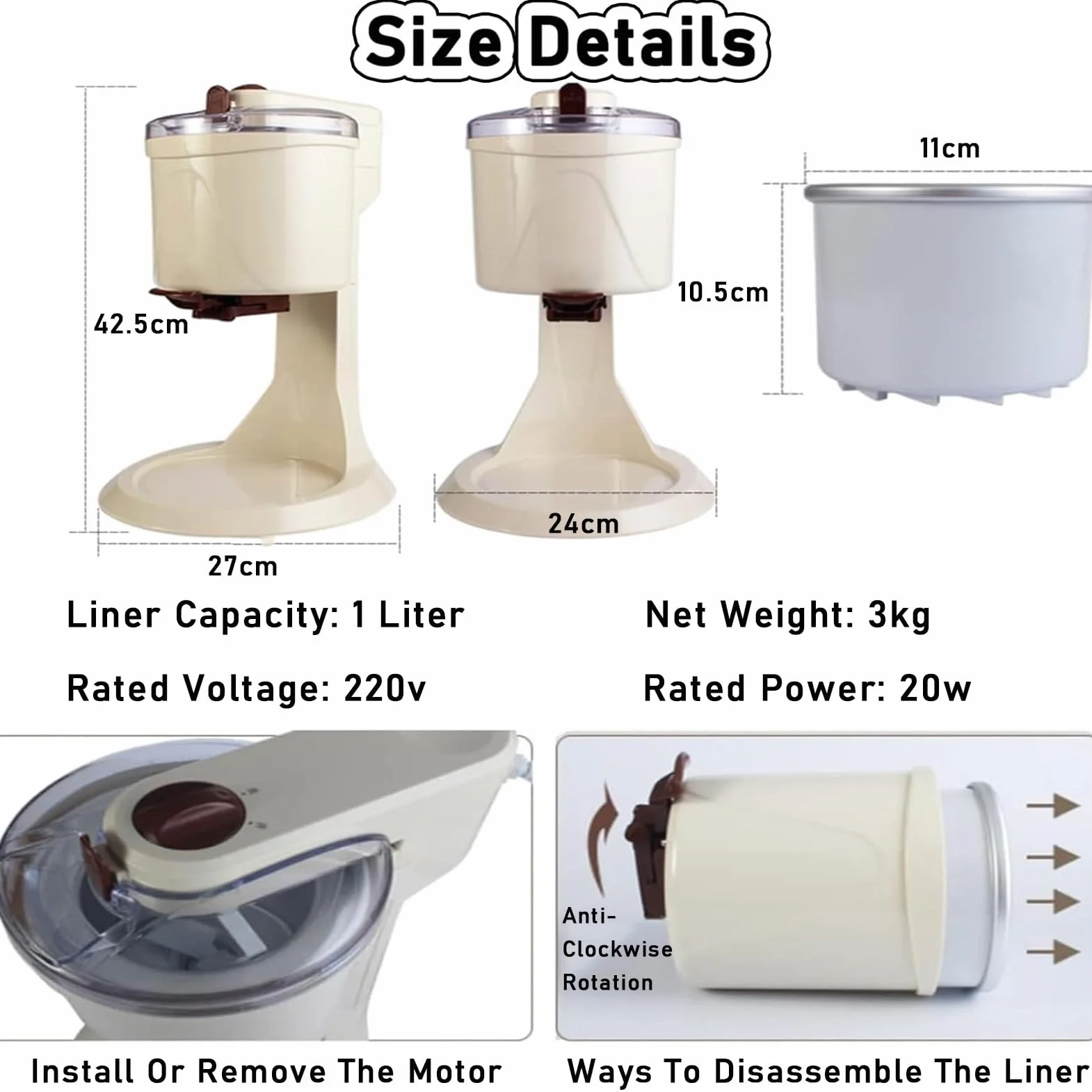 RayGenius Soft Serve Ice Cream Machine, Hogar DIY Cocina AutomáTica Mini Fruta Soft Serve Ice Cream Machine,Yogurt Makers， Saludable, Simple OperacióN De Un Solo Empuje.