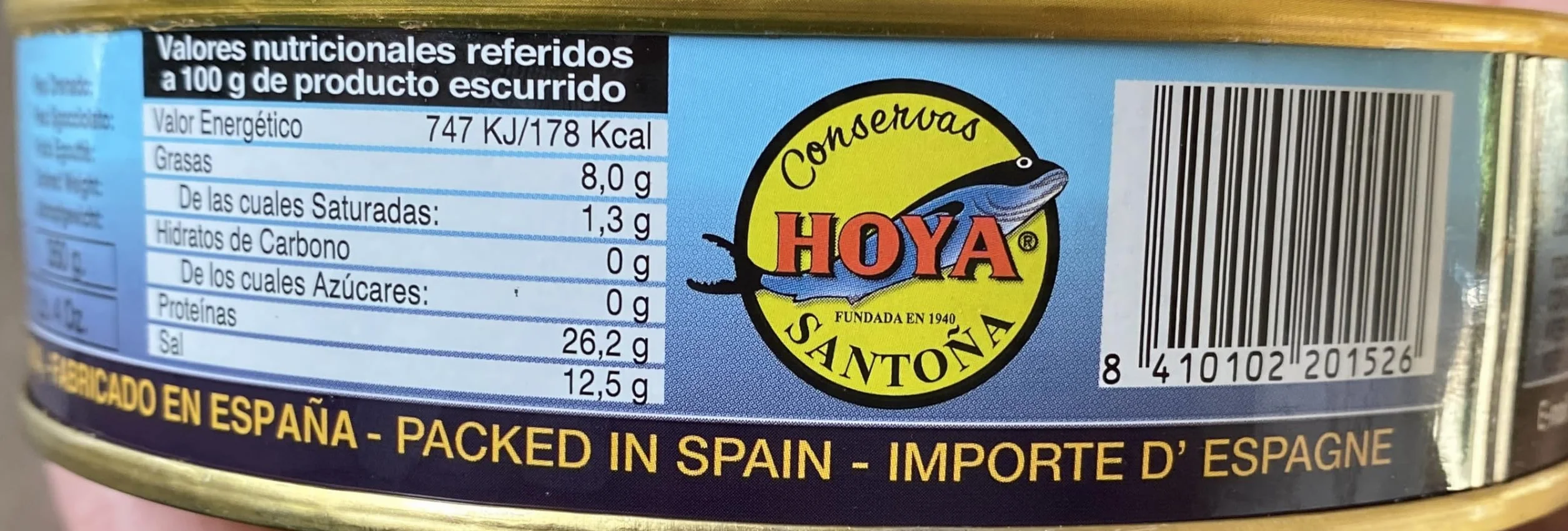 Hoya Anchoas de Santoña XL 500g Lata, Aprox.67 filetes, Elaboración Artesana con Bocartes del Cantábrico en Aceite de Oliva