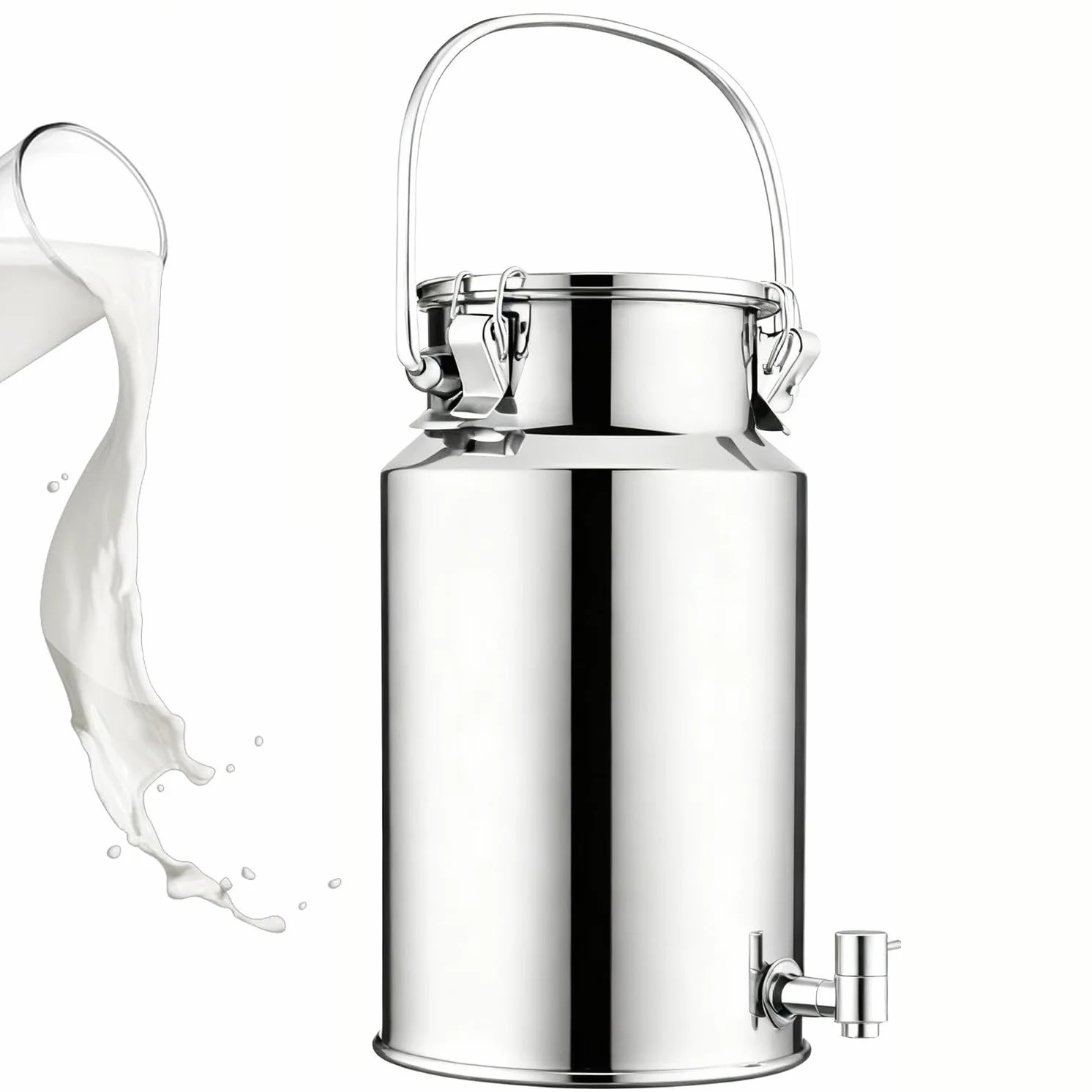 Lechera Acero Inoxidable 3/5/10/15 litros 201,lechera Acero Inoxidable con Tapa con Tapa con Asa, para Transportar o Almacenar Leche(Liter,15L)