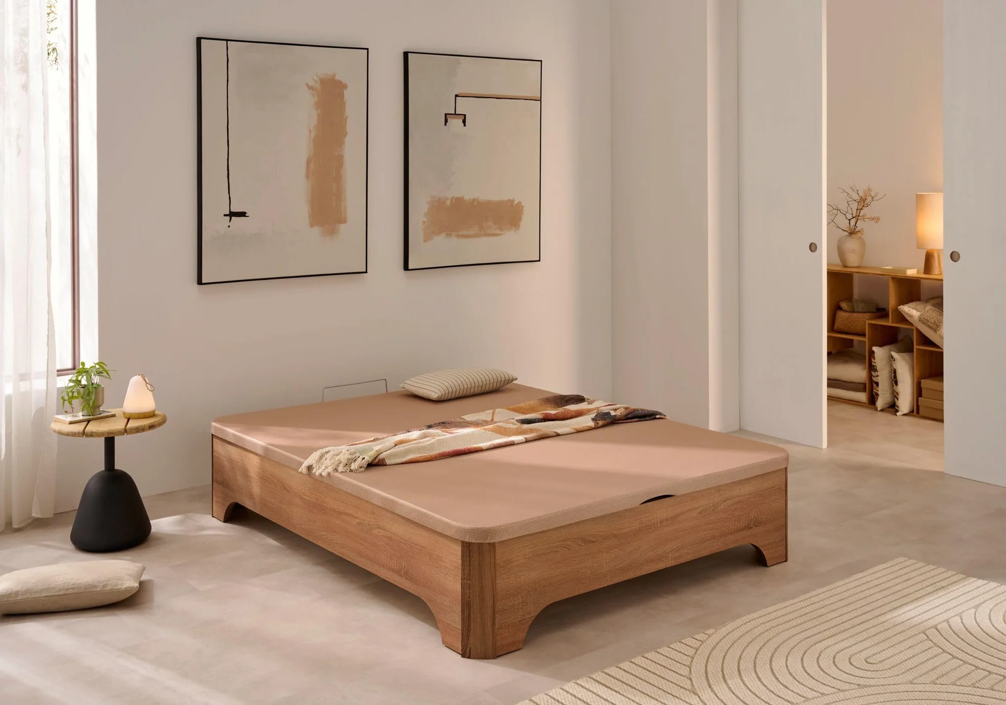 Matris - Canapé Abatible Elevado con Patas Elegance, Arcón Gran Capacidad, Base Transpirable 3D, Apertura Hidráulica, Estructura Reforzada, Varios Tamaños y Colores - Sin Montaje