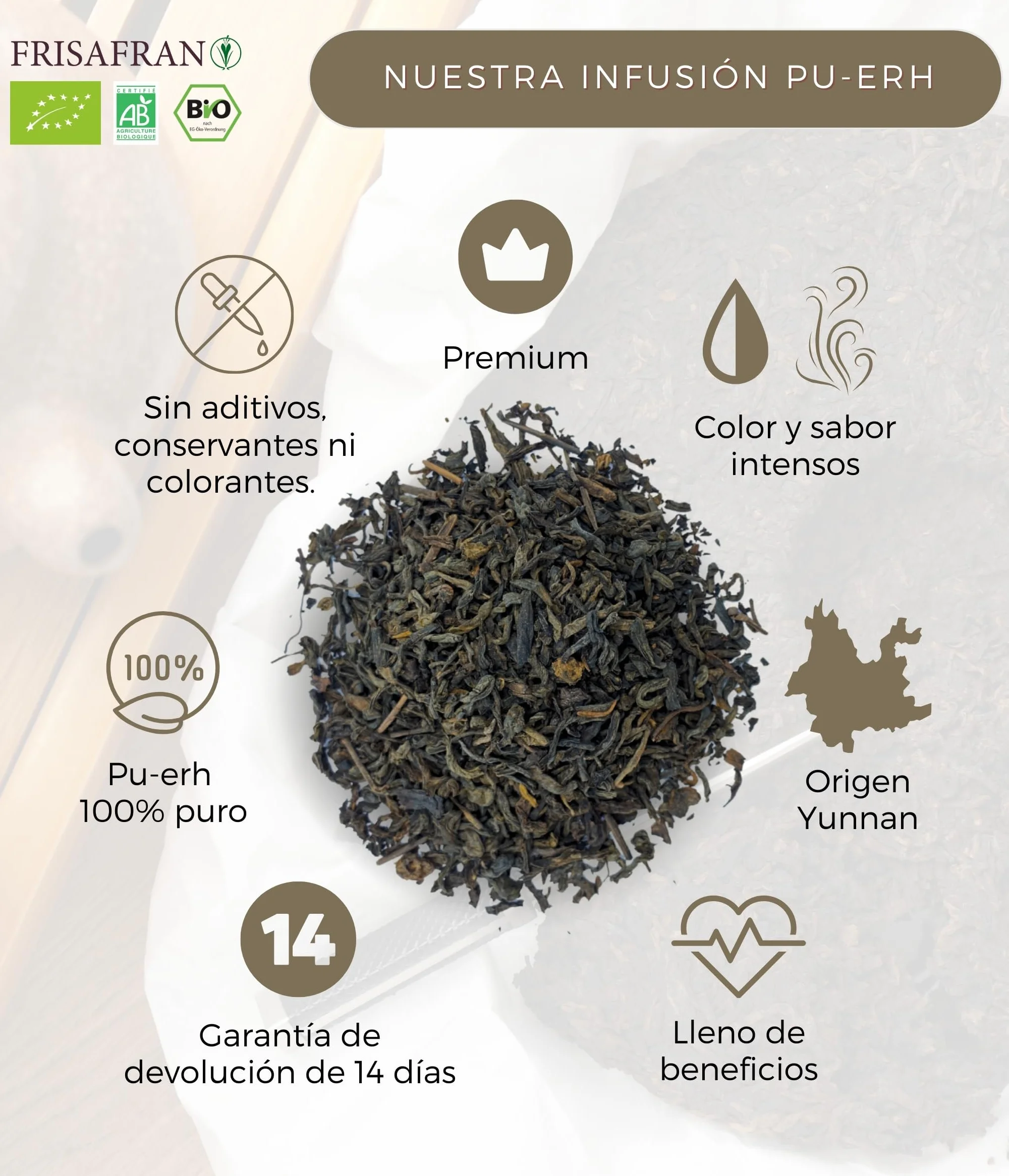 Té Rojo Pu Erh Ecológico 200g Adelgazante Diurético Digestivo Detox Quemagrasa