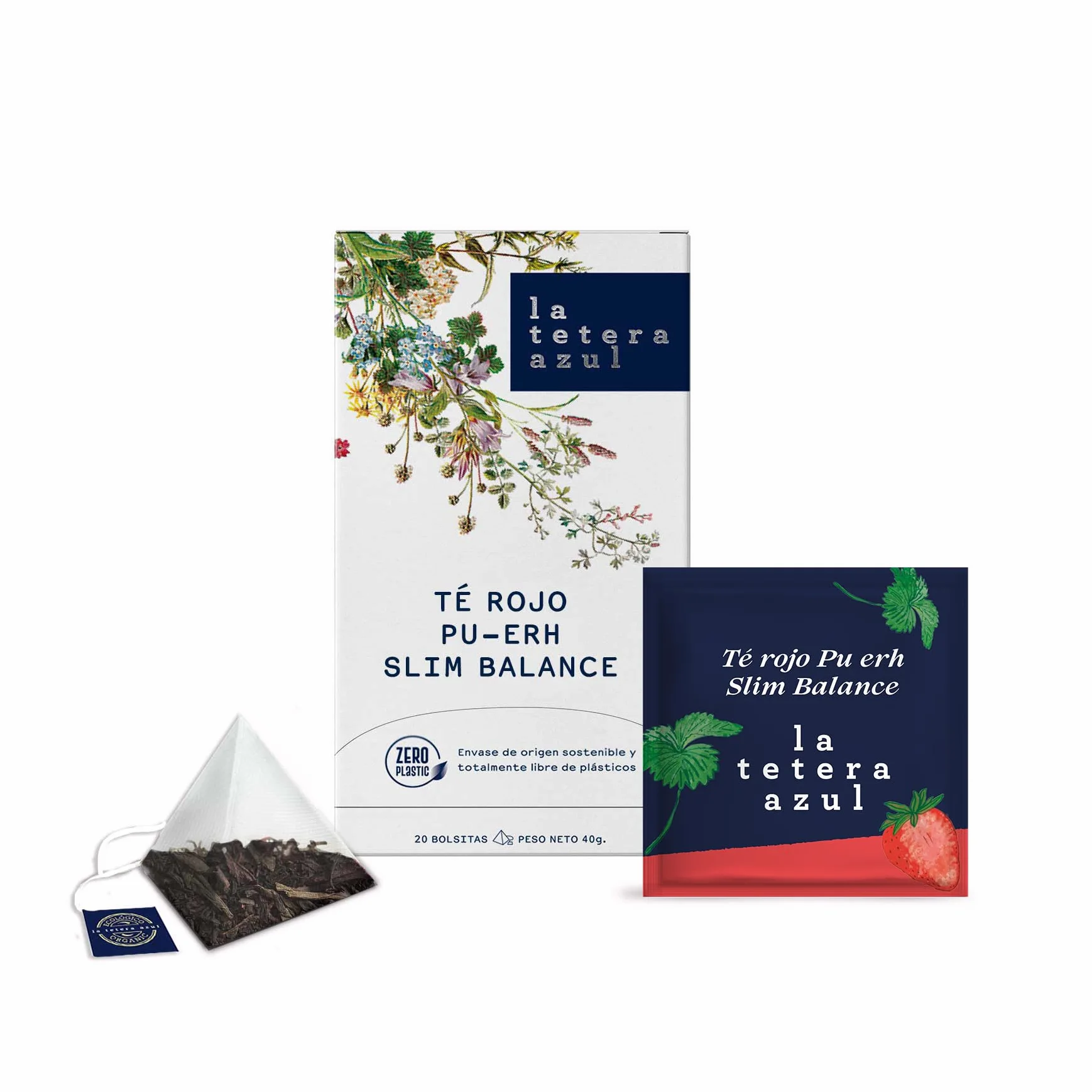 LA TETERA AZUL Te Rojo Pu-Erh & Fresas Cóctel de Infusión Estuche 20 Pirámides