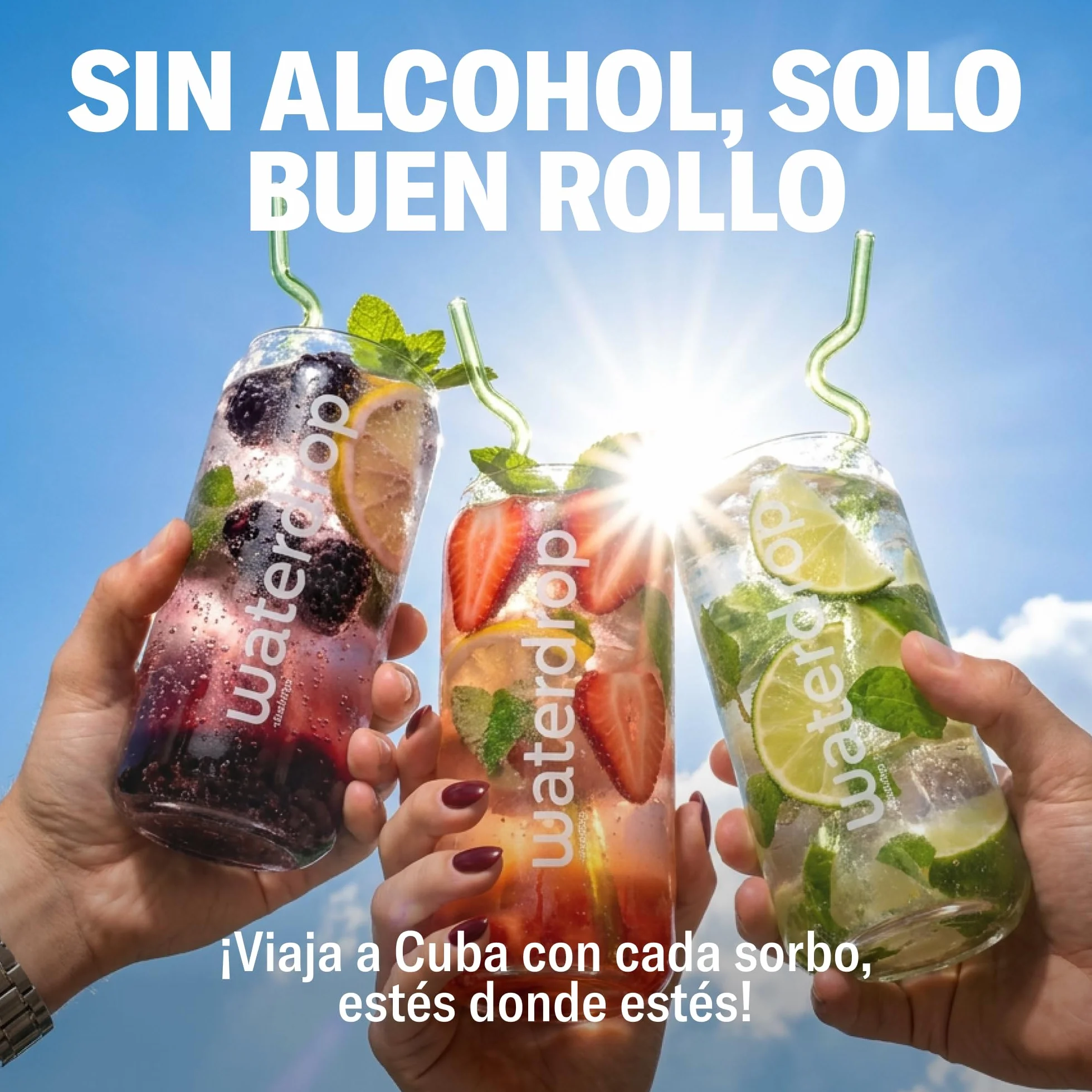 Waterdrop Set Mojito Fresa y Mora 36 Cubitos Saborizantes Agua Electrolitos Sin Azúcar Magnesio Vitaminas