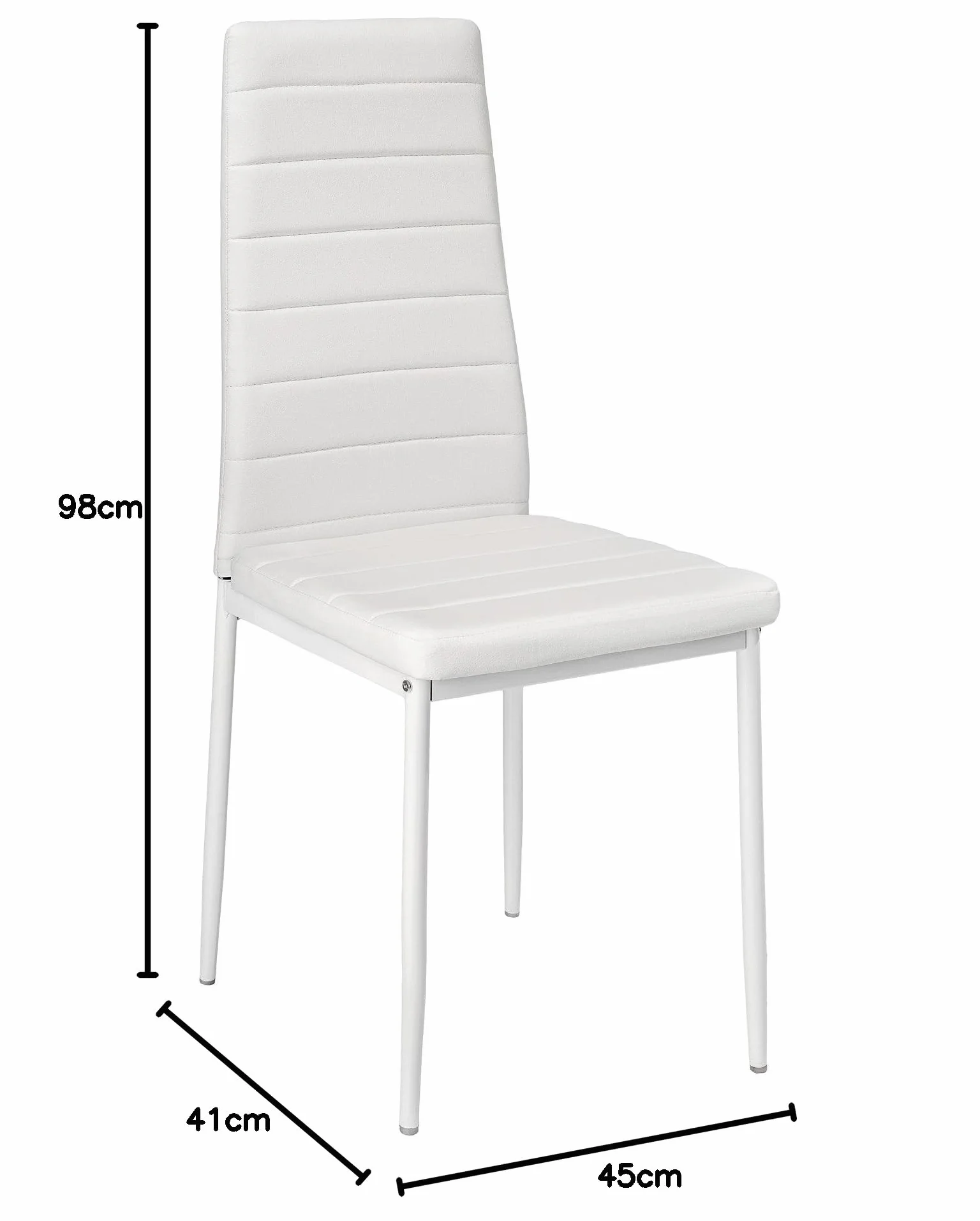 tectake® sillas de Comedor Acolchadas, Funda de Cuero sintético, Respaldo Alto, Patas de Acero, Montaje Sencillo, sillas Comedor Modernas, Muebles Salon Modernos, Silla nordica - 6 Sillas Blanco