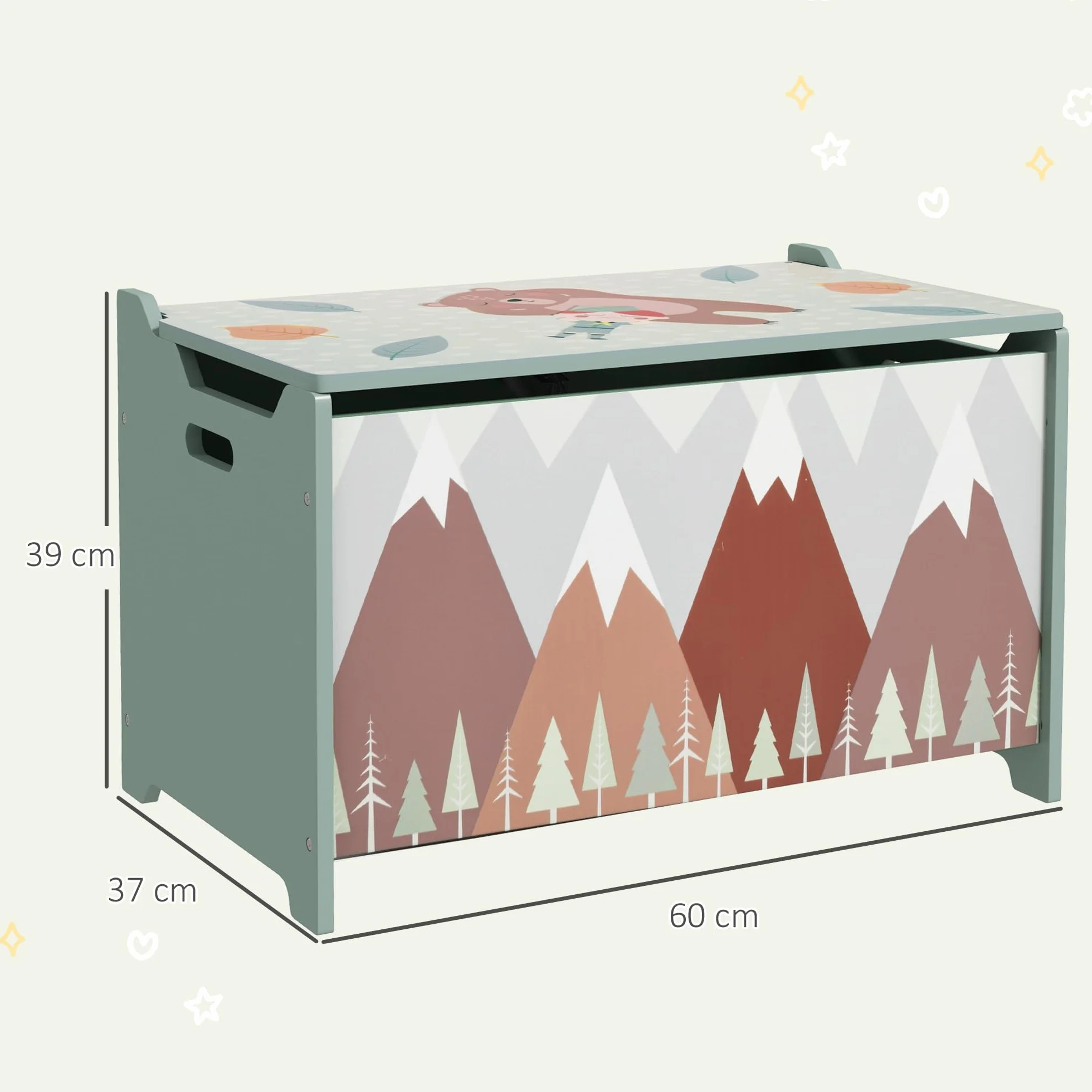 ZONEKIZ Caja de Almacenamiento para Juguetes 60x37x39 cm 20 kg Verde con Asas