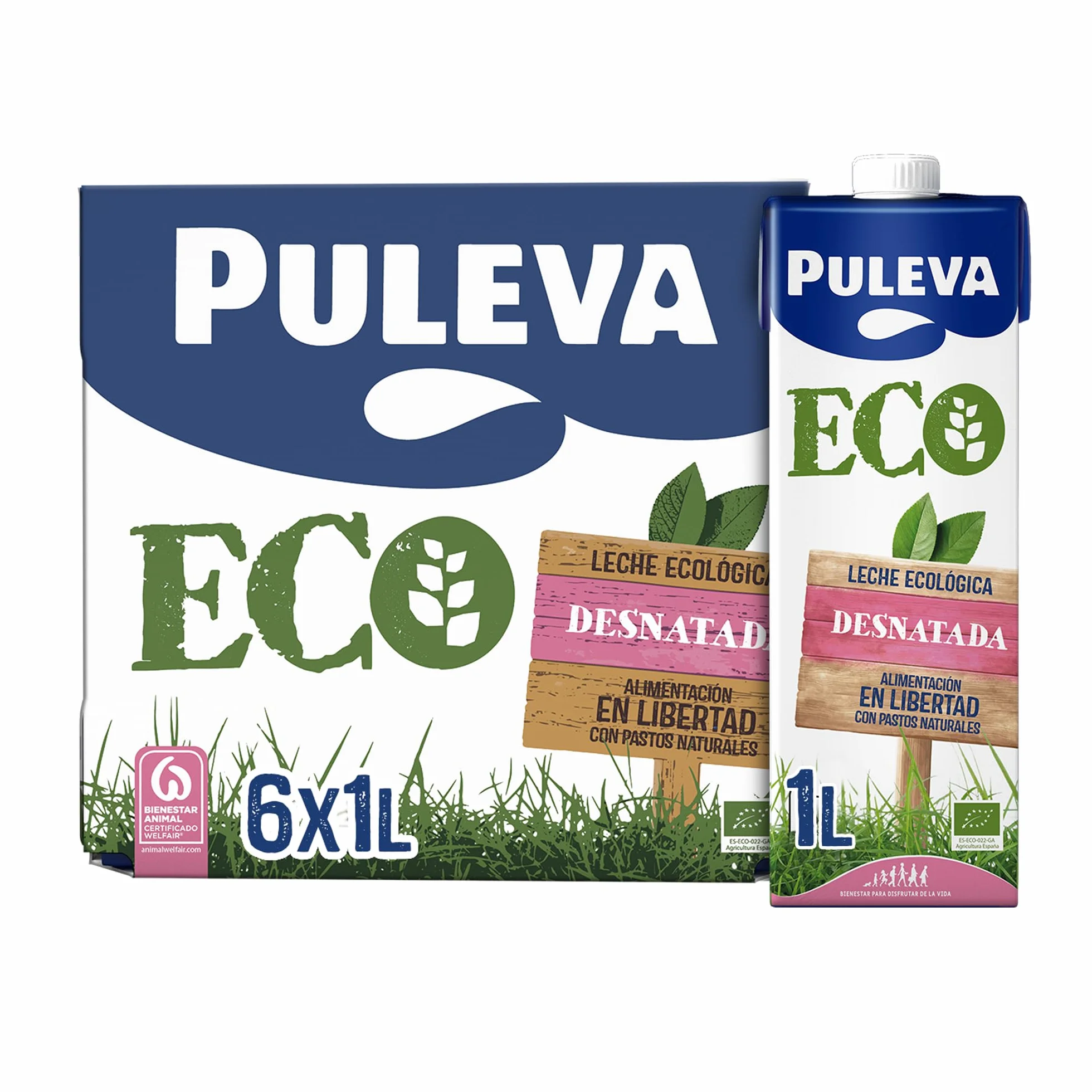 Puleva Leche ecológica Desnatada ECO brik 1L Caja 6 litros
