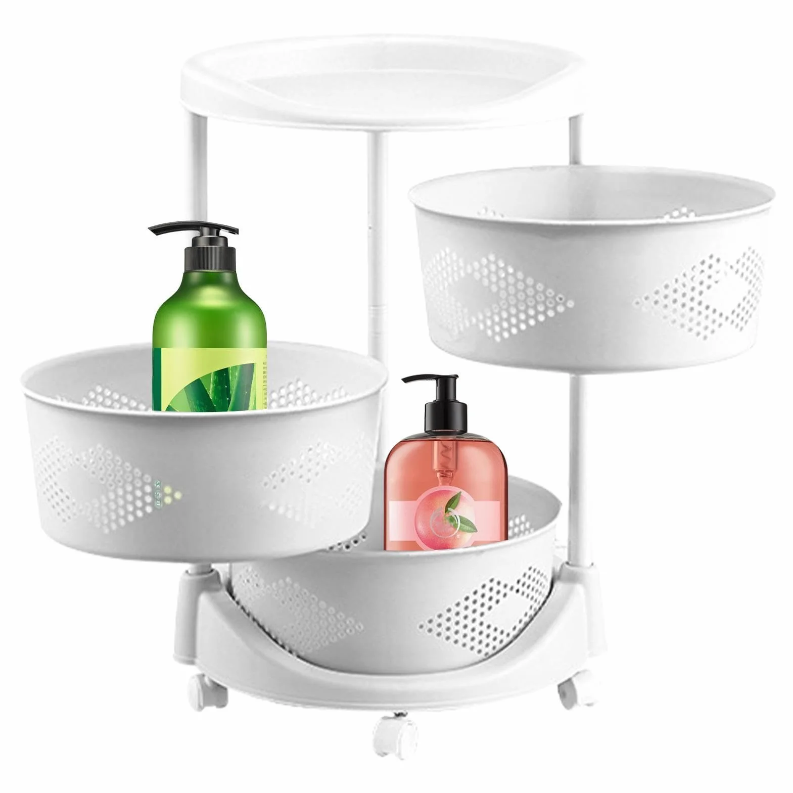Estante de almacenamiento giratorio para cocina - de almacenamiento | con ruedas para verduras multicapa | Organizador de estantes para almacenamiento de alimentos | Práctico estante de almacenam