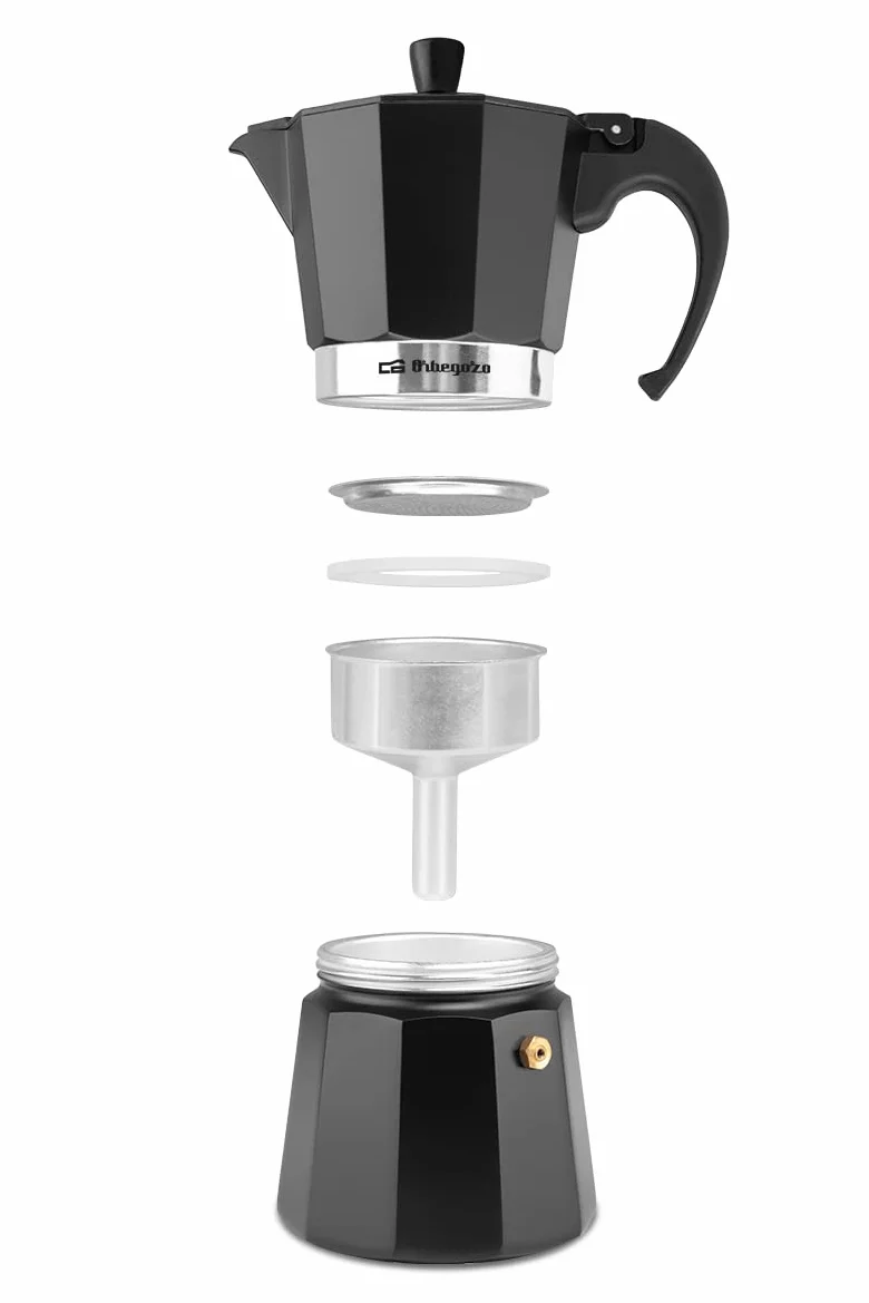 Orbegozo KFN 610 Cafetera Italiana de Aluminio 6 Tazas Negro