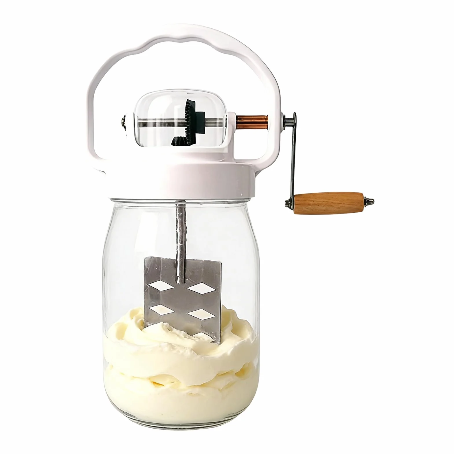 Batidor Manual 1500 ml batidora manual de cocina para mantequilla | con Frasco de Vidrio y Varillas Mezcladoras Manuales Para repostería, niños, alimentos, harina, mermelada, galletas, ,
