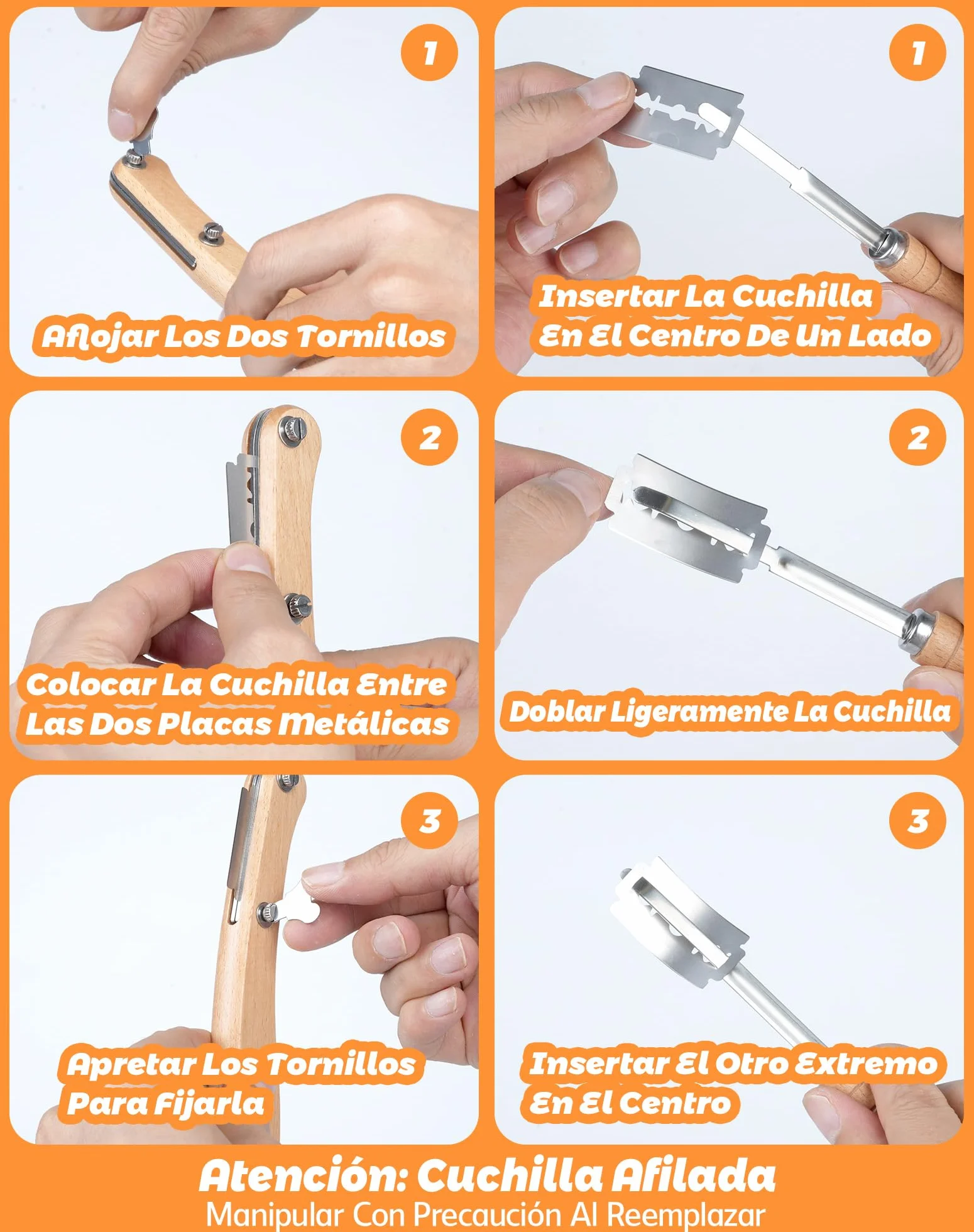 Kit Panadería 5 Piezas con Cuchilla para Pan, 2 Cuchillas Panadero Recta Curva con 20 Hojas de Repuesto, Batidor Danés, Rasqueta y Pincel, Accesorios para Masa Madre y Pan Artesanal, Acero Inoxidable