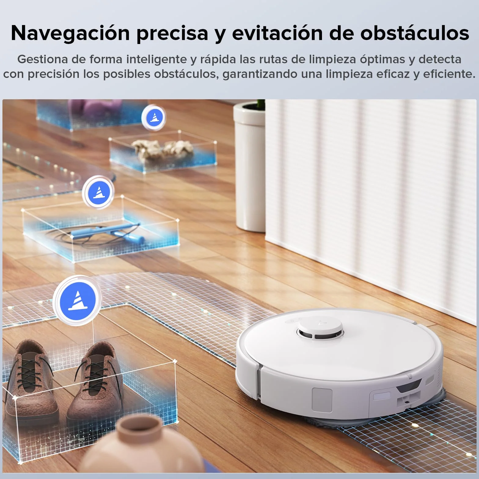 roborock Qrevo Edge S5A Robot Aspirador y Fregasuelos 18.500 Pa, Sin Enredos, FlexiArm Cepillo Lateral y Mopa, Lavado con Mopa de Agua Caliente y Autolimpieza, Secado con Aire Caliente, Blanco