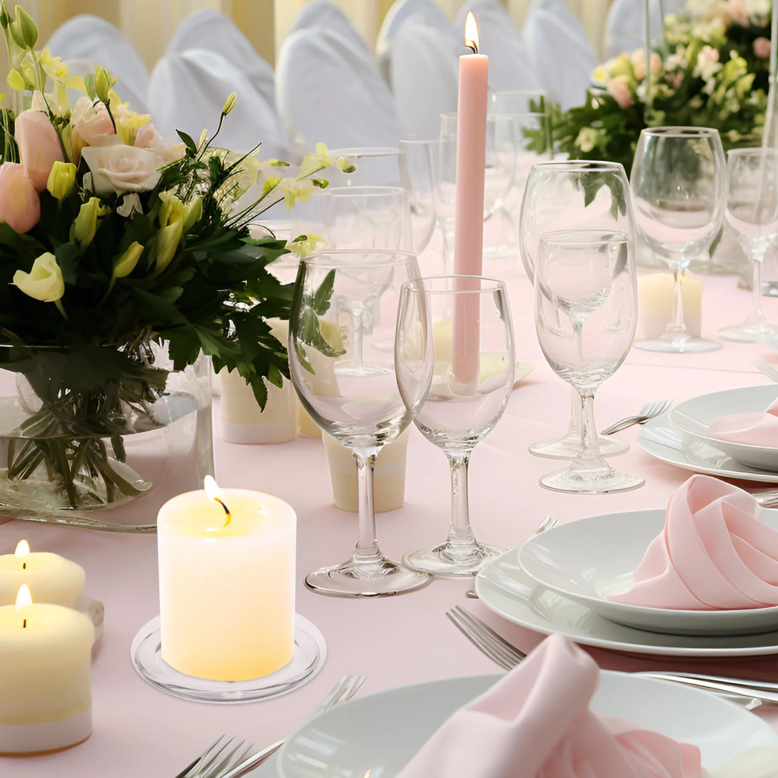 Platos para velas de cristal de 10 cm, posavasos redondos para velas, decoración hogar