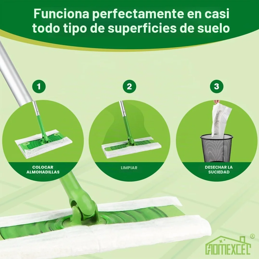 HOMEXCEL Almohadillas de Trapo de Barrido en seco compatibles con Swiffer Sweeper, Almohadillas Desechables para fregona y Limpieza de Suelos, 64 Unidades