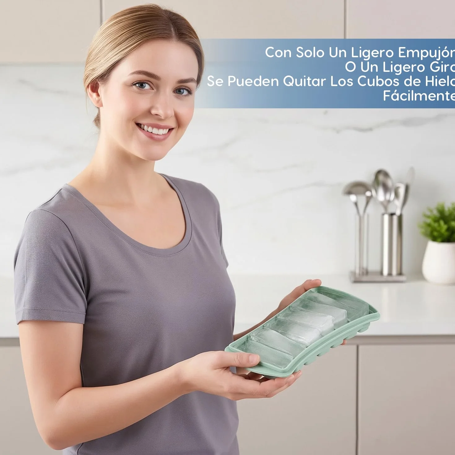 Cubiteras para Hielo con Tapa, Silicona, 30 Palitos Largos, sin BPA
