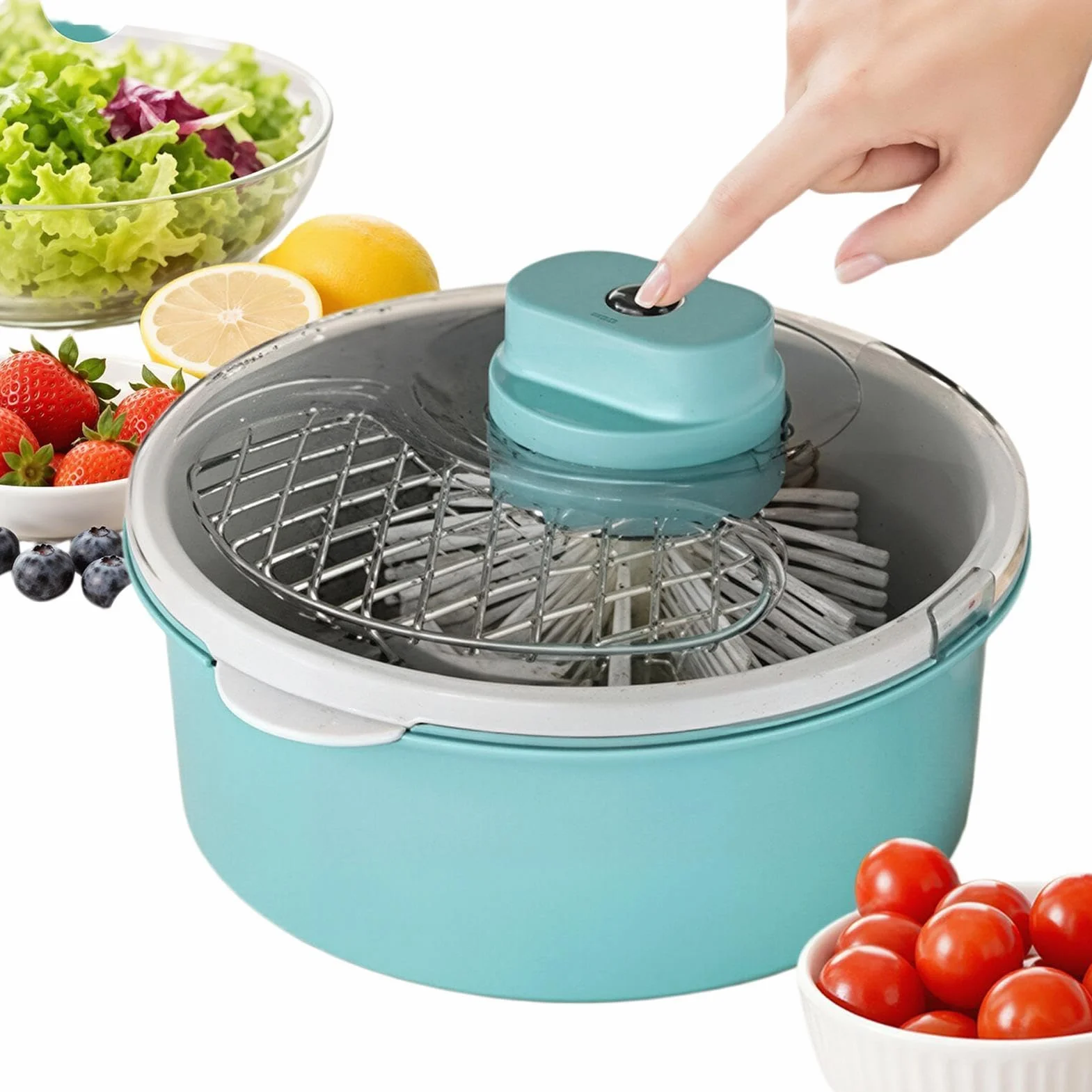 Frutas Bol Lavado Portátil Para Bayas Y Vegetales Con Centrifugador Lechuga | Dispositivo Limpiador De Verduras para Hogar y Cocina Fresas Ensalada Preparación Comidas Picnic