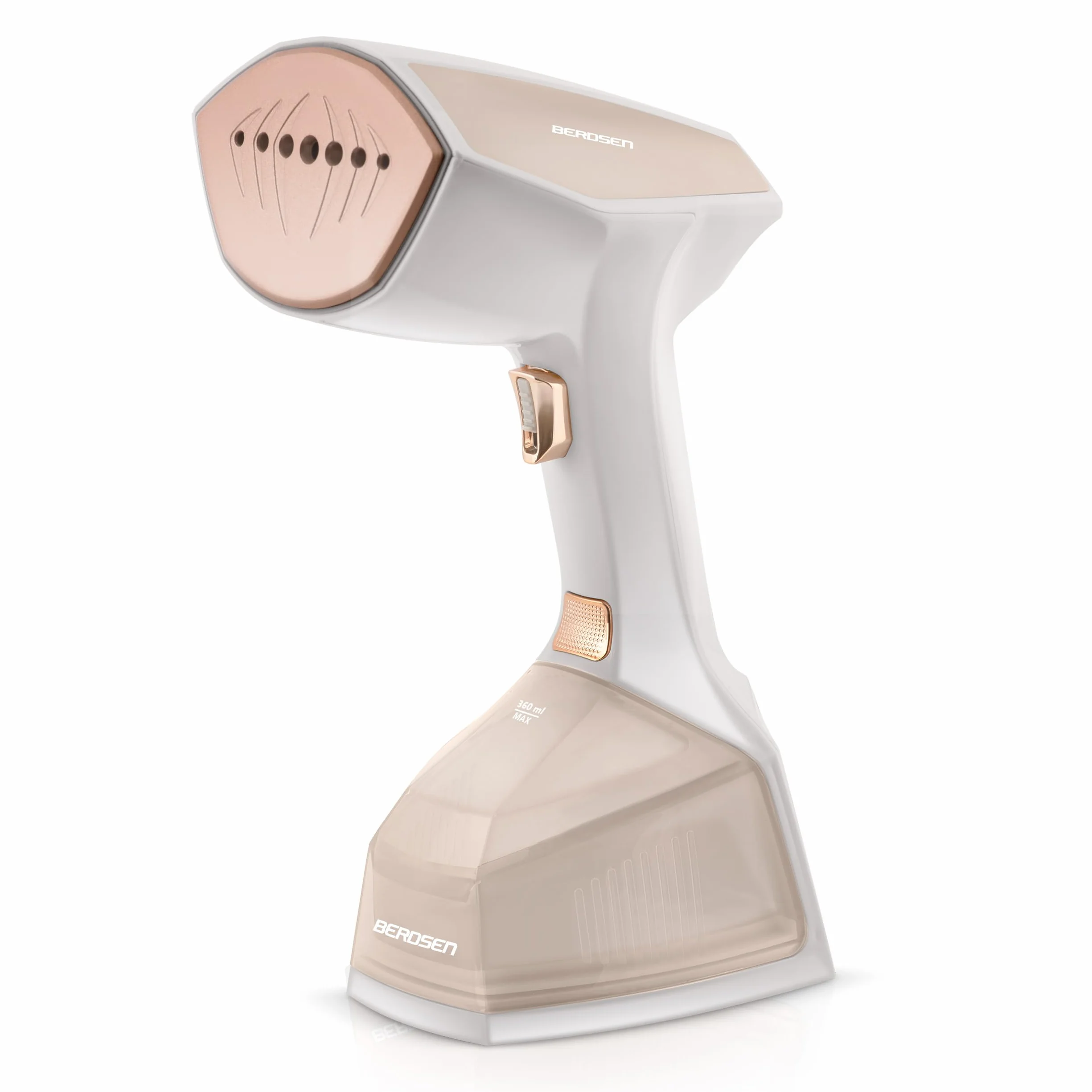 Berdsen Plancha de vapor para viaje, 2000 W, control de vapor, potencia de vapor, 45 g/min, LCD, juego con cepillo, 360 ml, depósito de agua, bolsa de transporte, color beige
