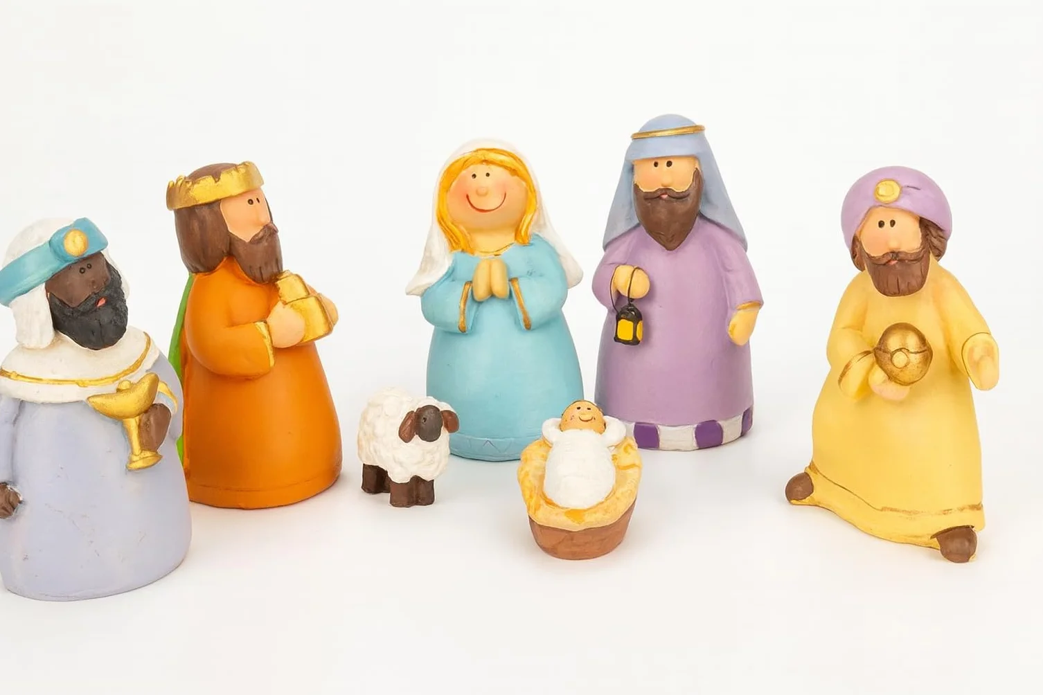 Belén Infantil Completo con 7 Figuras de 9 cm. Portal del Nacimiento Infantil para Decorar en Navidad. Completa tu Escena con Las Figuritas del Pesebre.