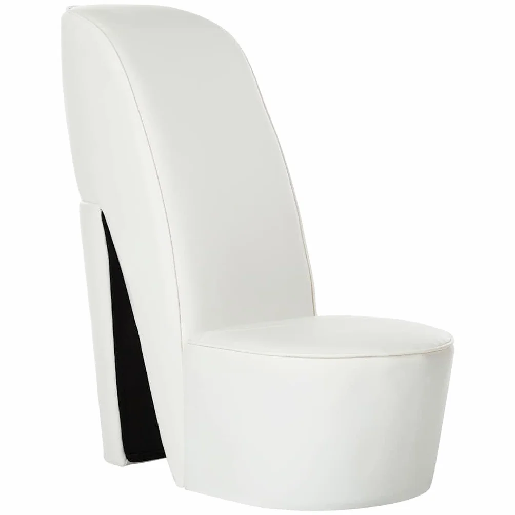 vidaXL Sillón Forma Zapato Tacón Cuero Sintético Mobiliario Decoración Estructura Robusta Duradera Elegante Tapizado Suave Cómodo Estabilidad Blanco