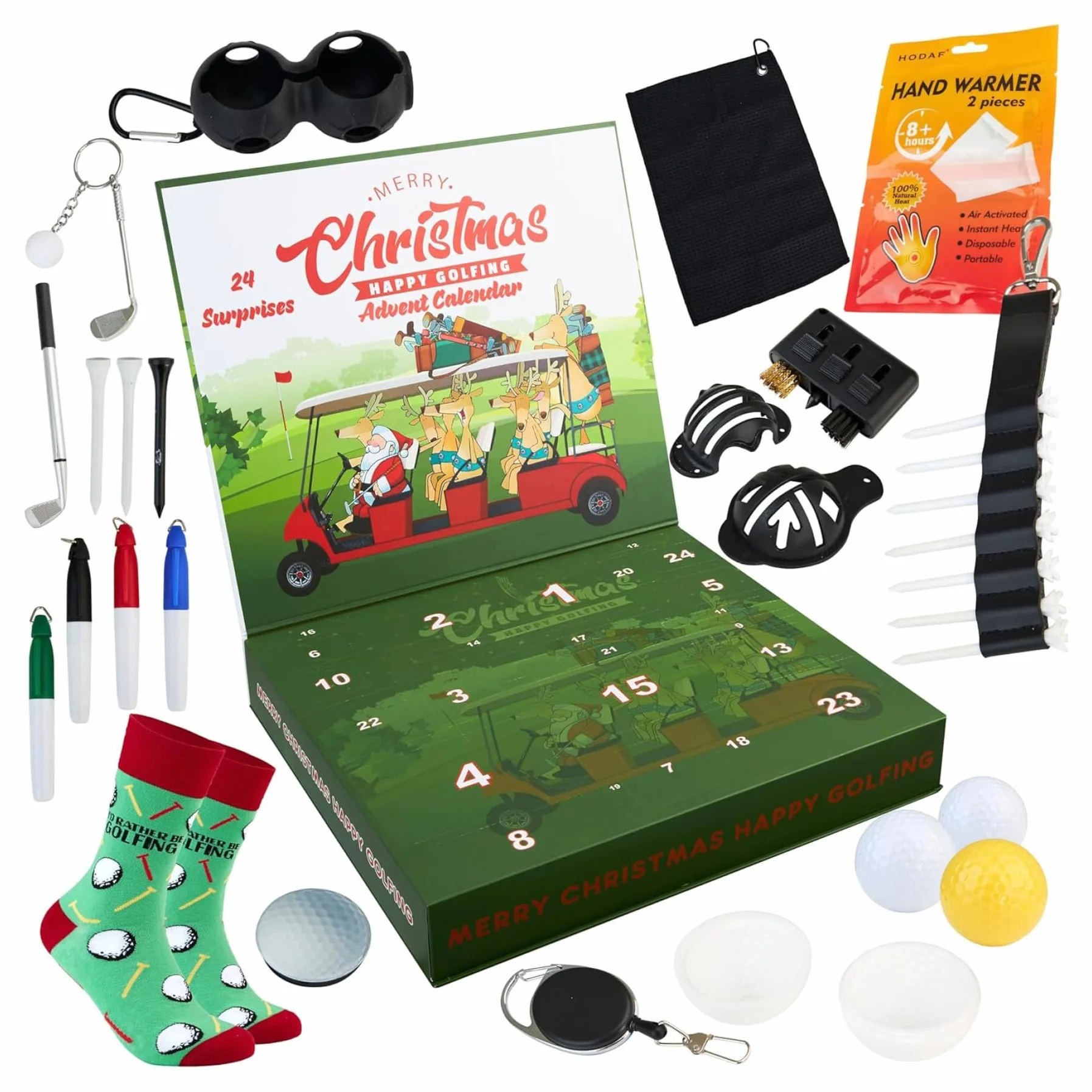 Calendario de Adviento de Golf 2025 24 días de Accesorios y Herramientas de Golf para Hombres, Calendario de Cuenta Regresiva de Navidad para Regalos de golfistas, papá, Esposo y Novio