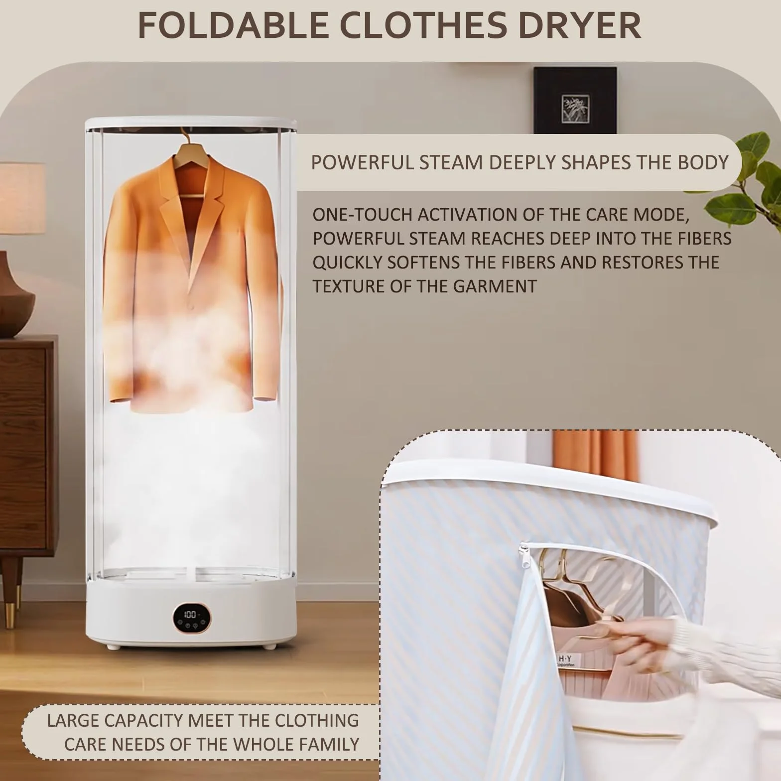 Plancha automática para camisas con función de vapor, 1000 W, plancha automática para camisas, blusas, secadora plegable con temporizador inteligente, pantalla táctil