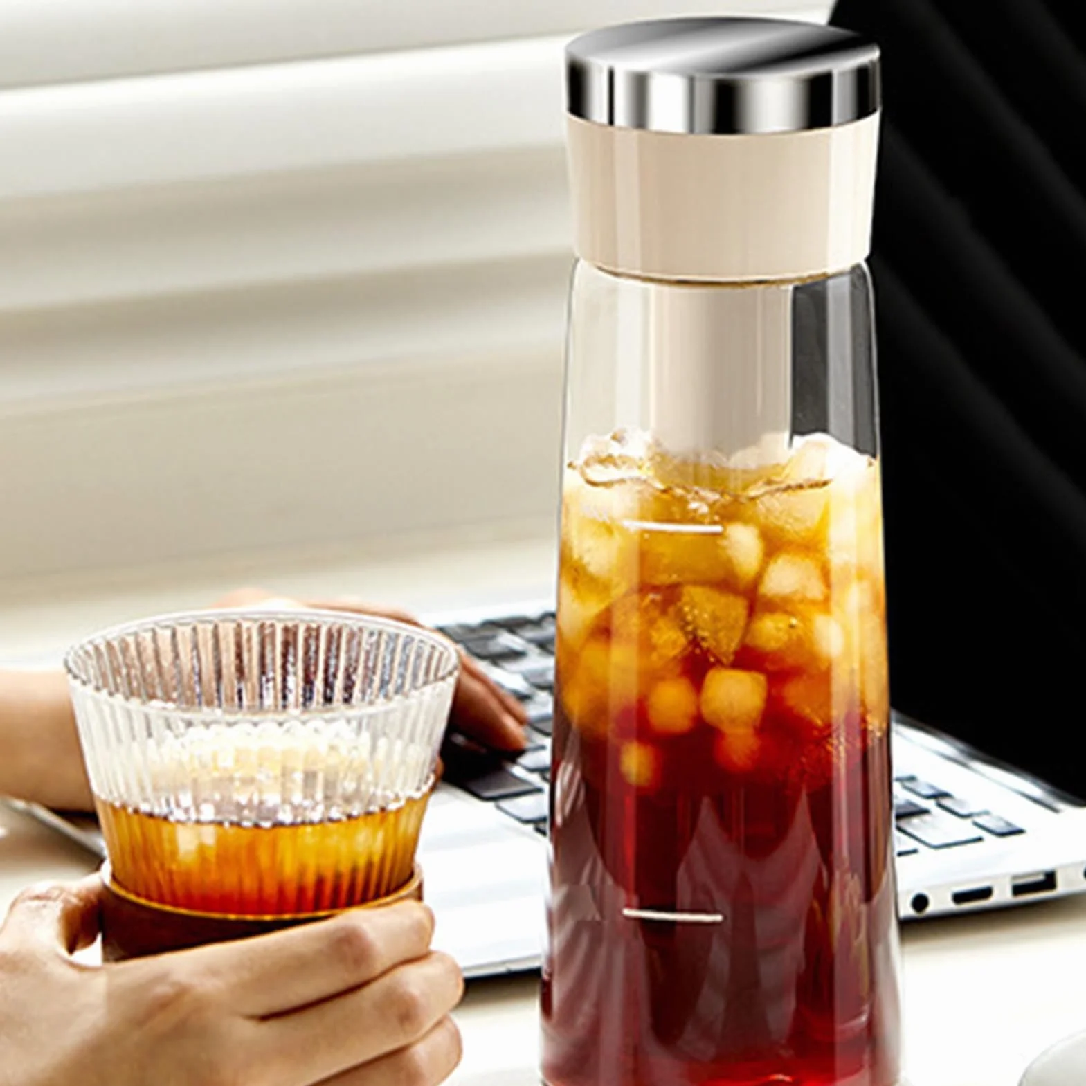 Cold Brew Coffee Maker, Prensa Tipo Brewing Olla, Máquina de Tragaperras Múltiples, 3,34 x 9,76