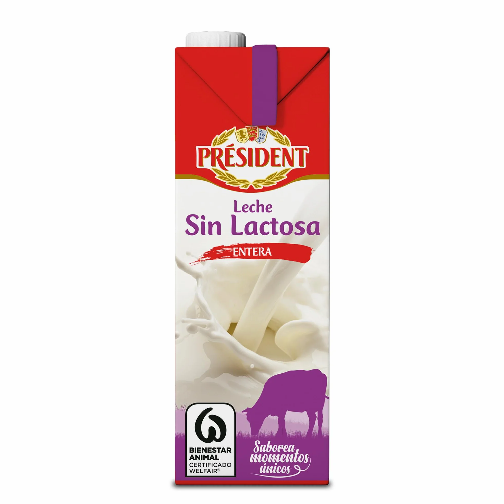Président Leche Entera Sin Lactosa UHT Natural de Galicia Pack 6 x 1 L