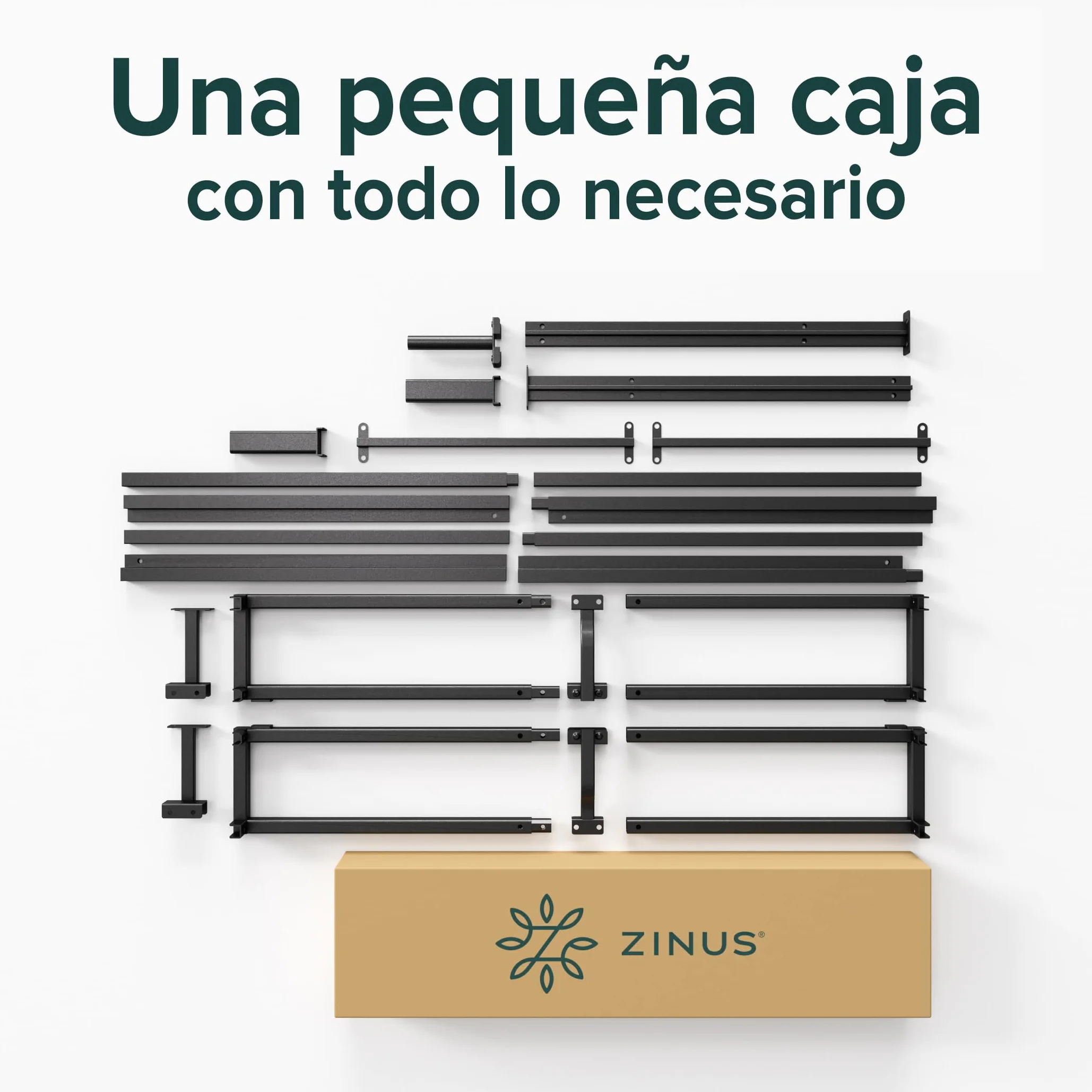 Zinus Joseph Somier 135x190 cm - Altura 25 cm - Base Cama Matrimonio en Acero - Láminas de Madera - Montaje Fácil- Espacio de Almacenamiento - Negro