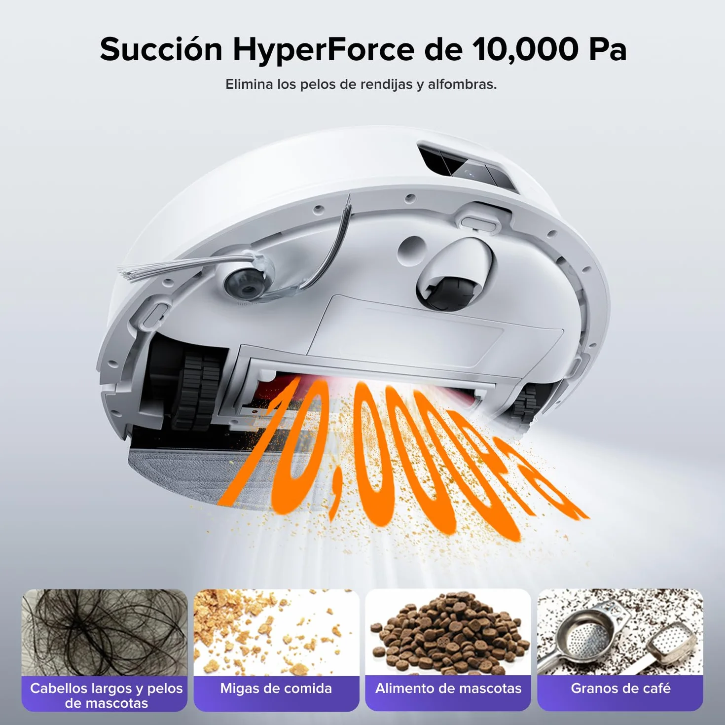 Roborock Q10 S5+ Set Robot Aspirador y Fregasuelo 2 en 1 10000 Pa Doble Sistema Antienredos Obstacle Avoidance 7 Weeks Self-Emptying Navegación PreciSense LiDAR Control por App Blanco