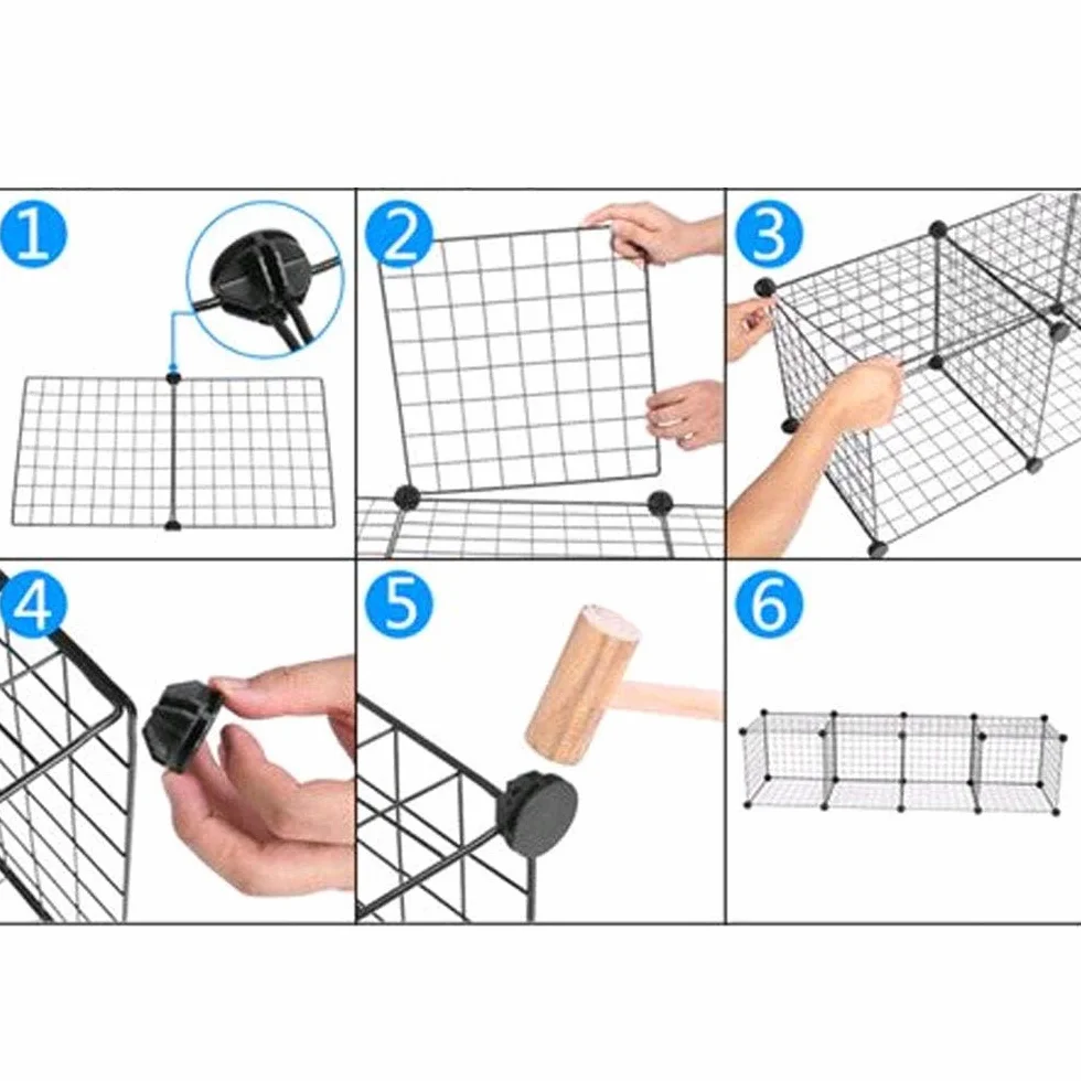 Conectores Armario Modular Plástico Cubo Alambre 40 Piezas 3.7x3.7cm Negro