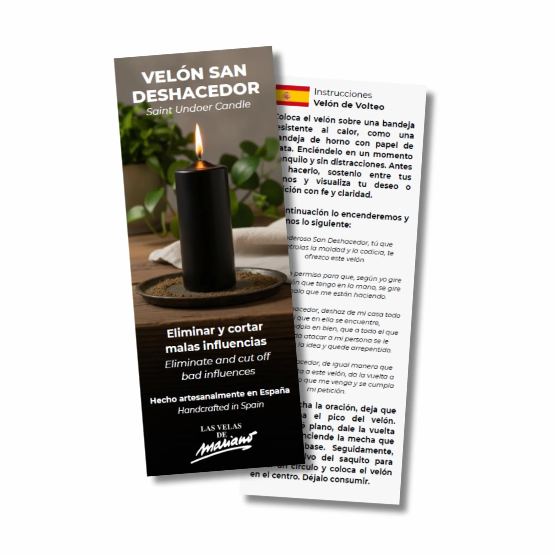 Velón Preparado de San Deshacedor o de Volteo – Ritual con Vela Negra para Eliminar Energías Negativas | Vela para limpieza energética | Hecho a Mano con Hierbas | Incluye Instrucciones y Oración