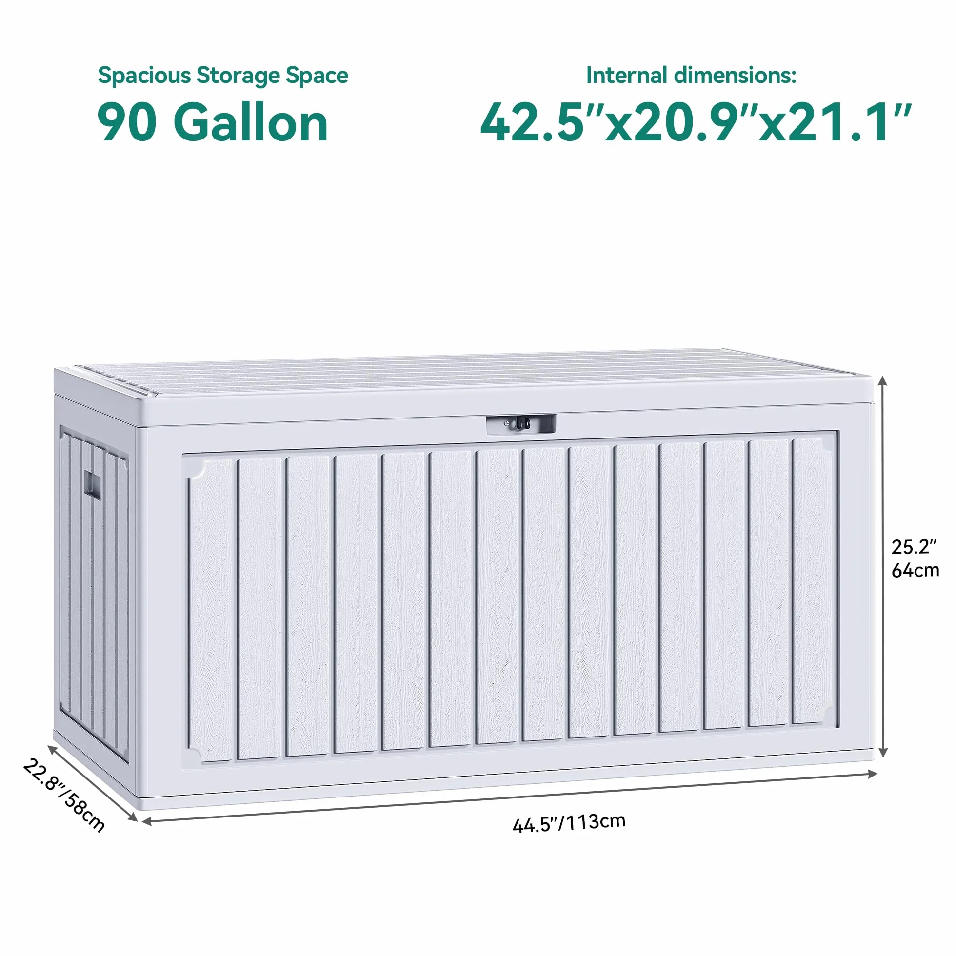 YITAHOME Caja de almacenamiento de jardín 303L exterior resina polietileno alta densidad con tapa cerradura
