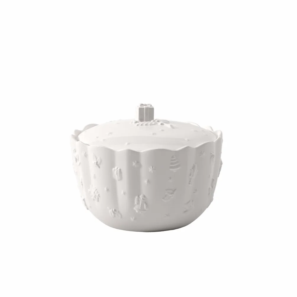 Villeroy & Boch - Toy’s Delight Royal Classic Caja para pastas, Recipiente Grande con relieves, Porcelana Premium, 2270 ml, Blanco