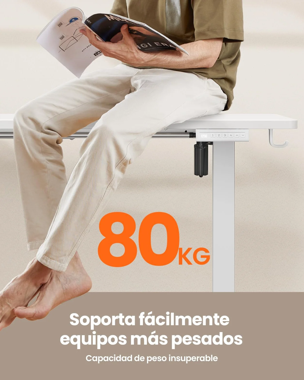ErGear Escritorio Elevable Eléctrico 120x60 cm Mesa de Trabajo Ajustable en Altura