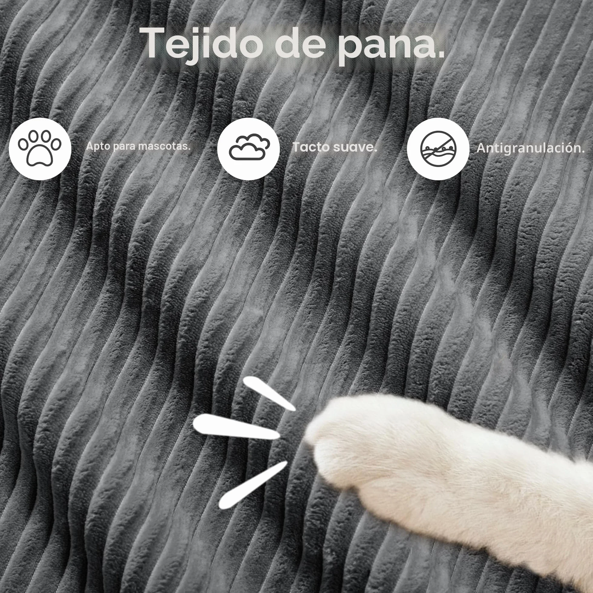 Sofá modular de 3 plazas de tela de pana, sofá sin estructura, sofá comprimido, sin montaje y con base antideslizante, combinable libremente, para salón, zonas de descanso, 298×103×75cm (Gris