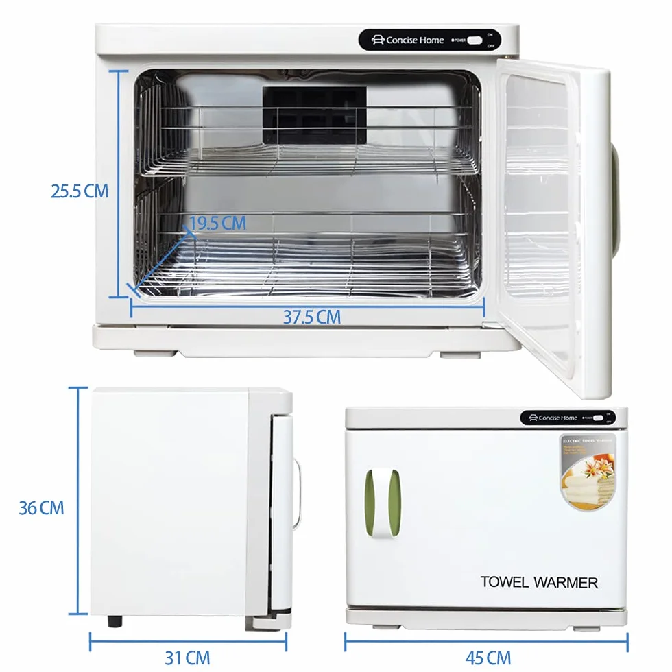 Calentador de toallas y esterilizador UV 2 en 1, calentador de toallas eléctrico de 23 litros, con 2 niveles, ideal para salón, peluquería, hotel y hogar, color blanco