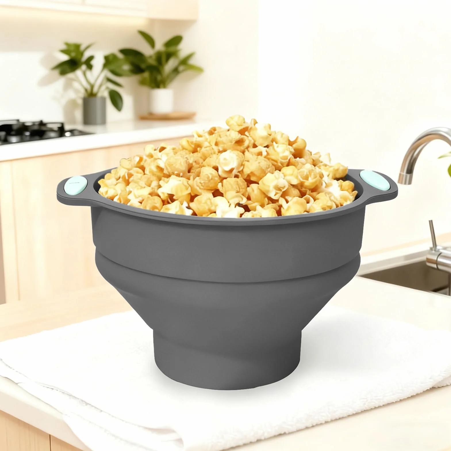 Máquina de palomitas de maíz para microondas, silicona plegable, cuenco para palomitas, hogar, oficina