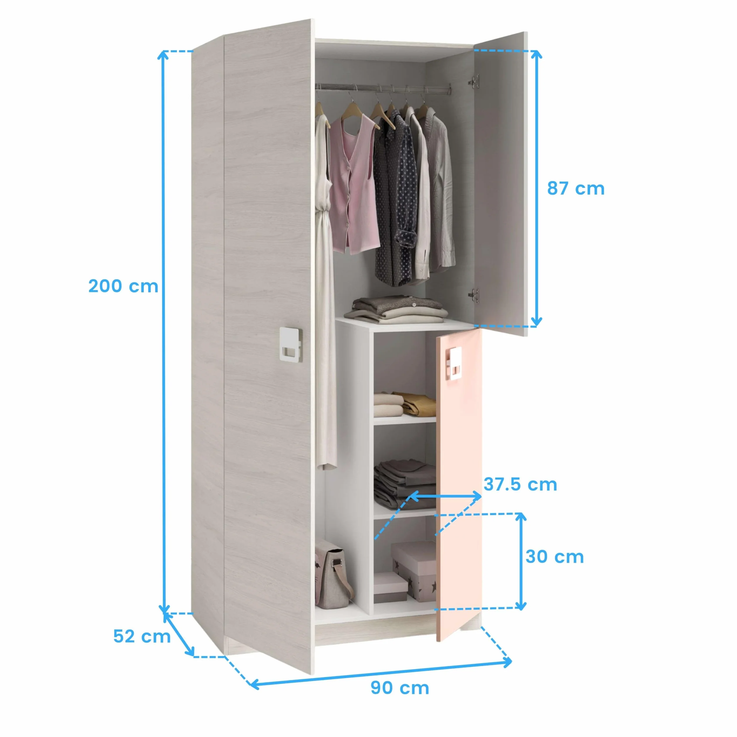 Miroytengo Pack Habitación Juvenil Infantil Rosa Gris Blanco Alpes (Cama Nido + Estante + Armario + Escritorio + estantería) con Somieres