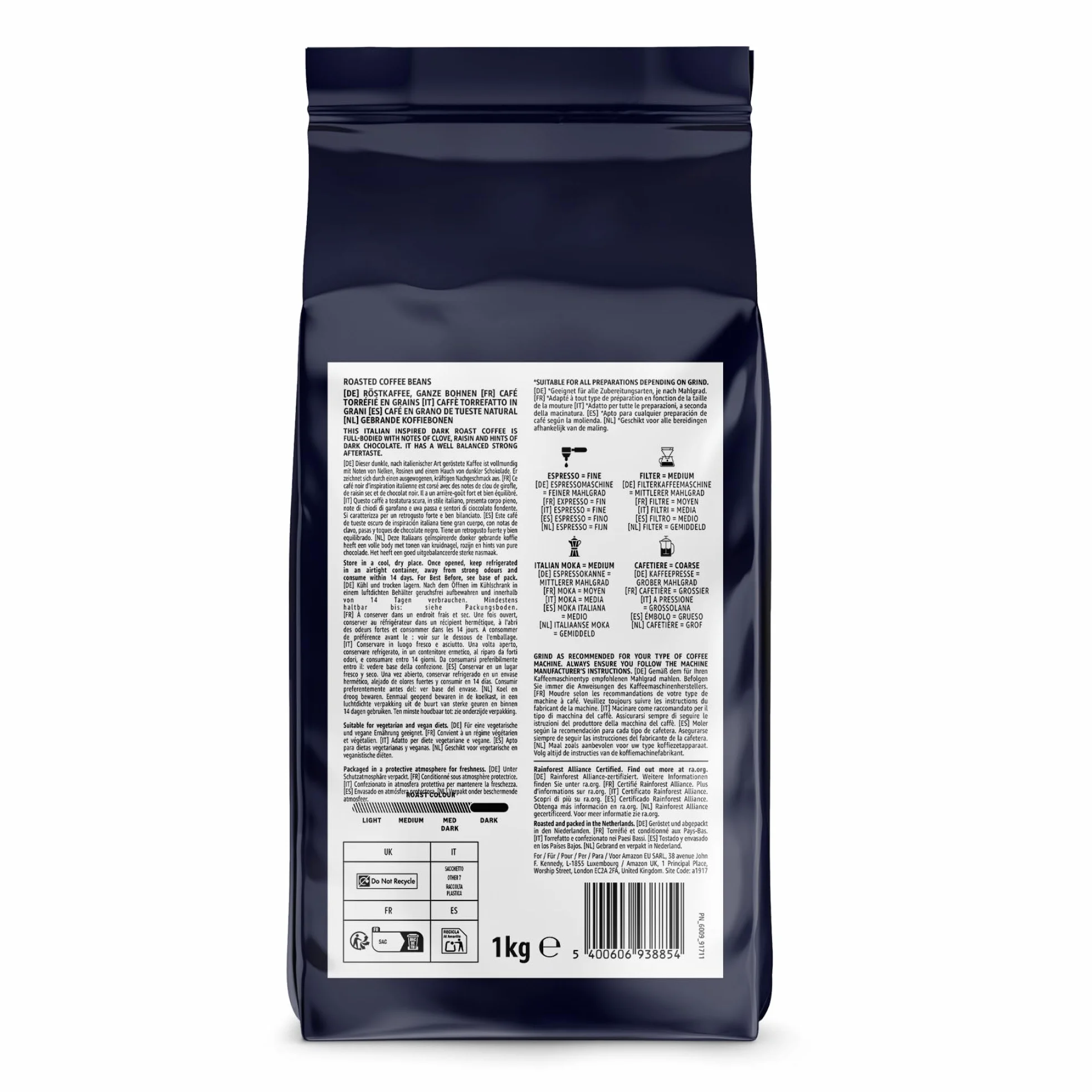 Amazon Fuerte Café En Grano De Tueste Natural, 1kg