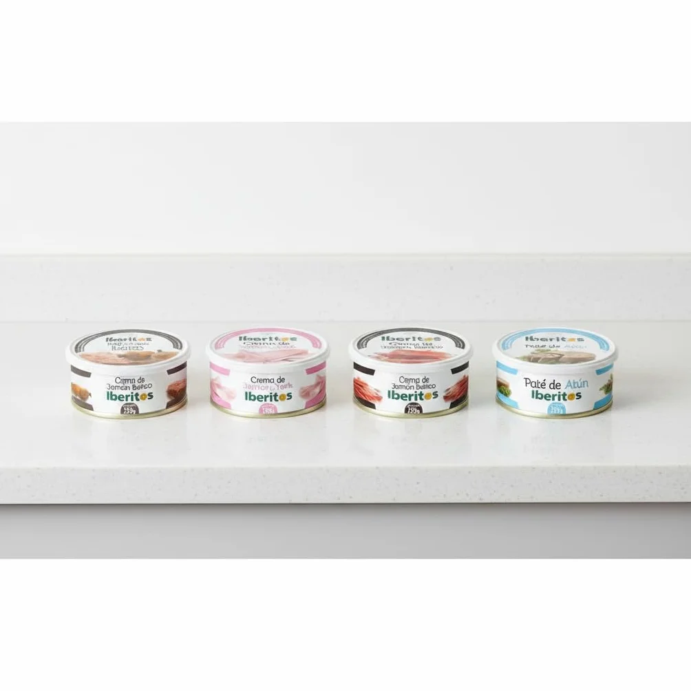 Iberitos Pack Variado 4 Tarrinas 250g Paté de Hígado Ibérico Crema Jamón Ibérico Jamón York Atún Lote Familiar 1kg