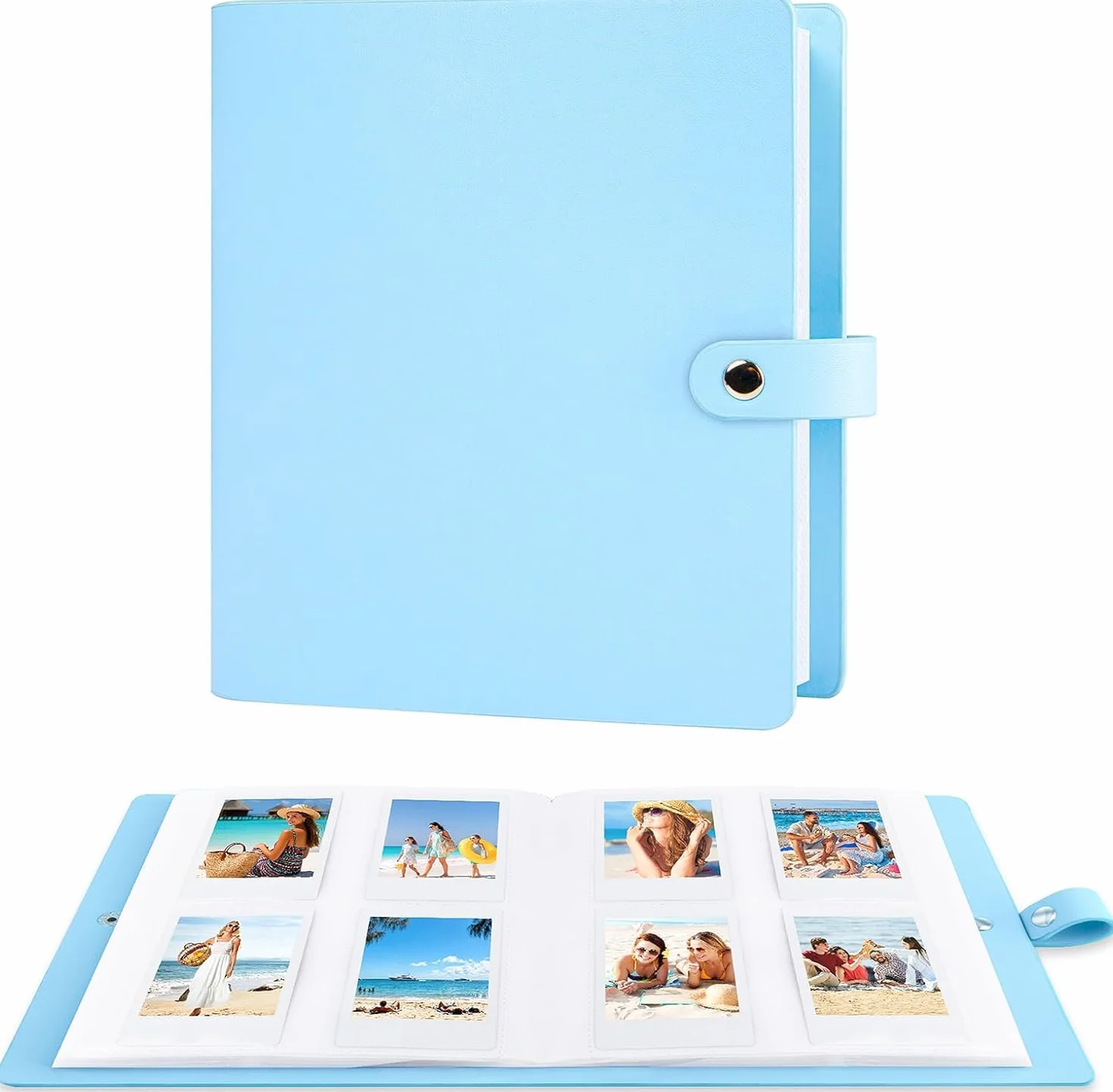 Álbum de Fotos con 320 Bolsillos para Cámaras Instantáneas Fujifilm Instax Mini 12/11/9/40/99/90/8/7 Evo y Polaroid Snap/Z2300/SocialMatic, Compatible con Fotos de 86x54 mm (azul pastel)