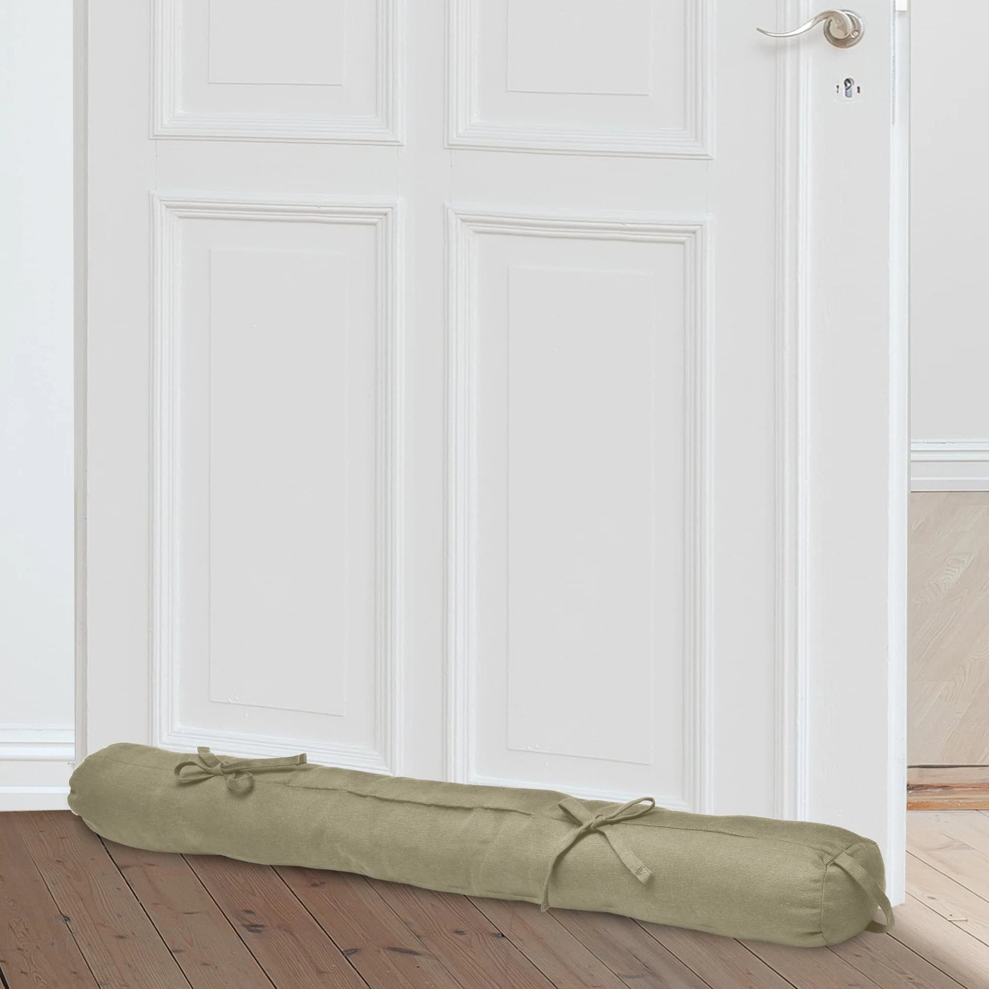 Beautissu Viento Burlete de Puerta 90x10 cm – Tapón de protección contra el Aire Fresco para Puertas, Puertas de Entrada y Ventanas con asa de Transporte – Taupe