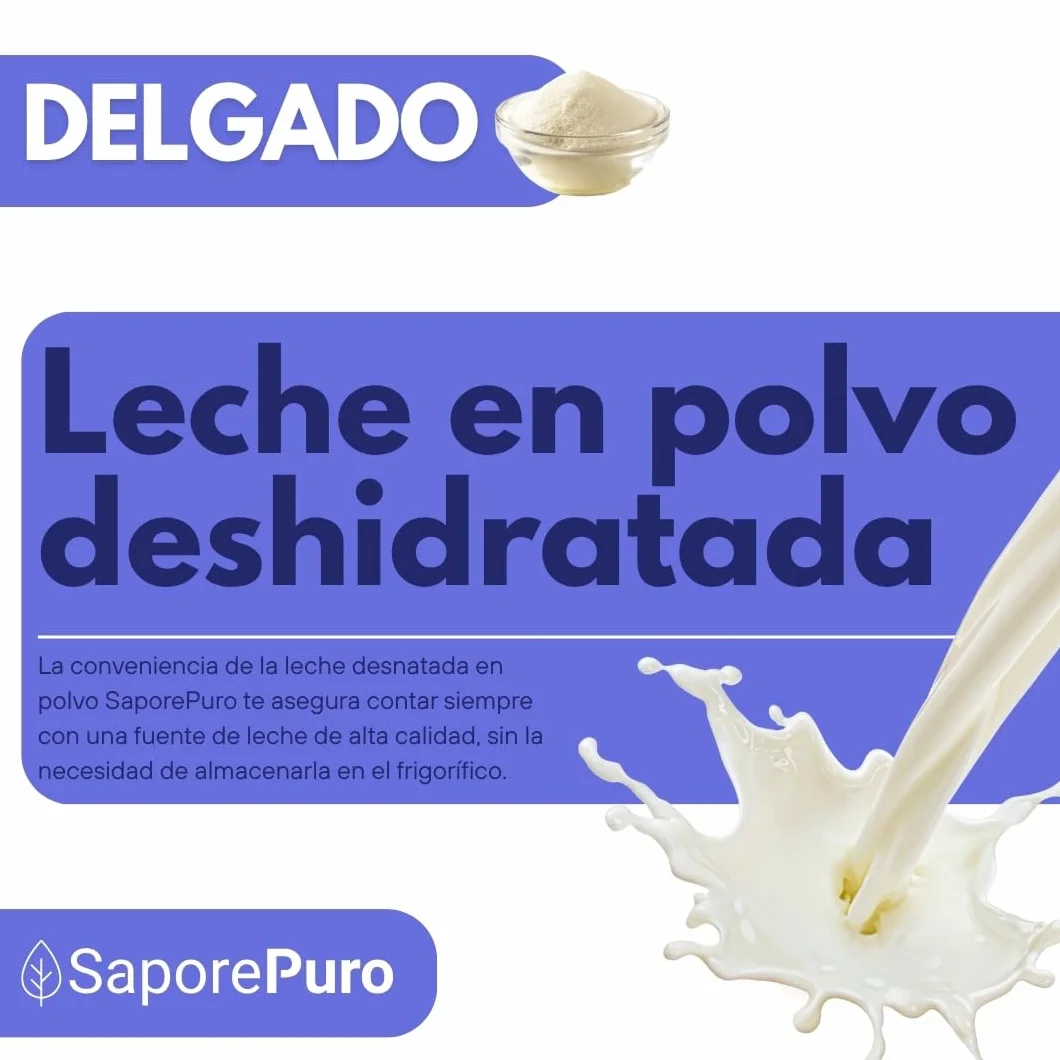 SaporePuro Leche Desnatada en Polvo 1 kg – Leche para Consumo Humano, Ideal para Pasteles, Pan y Helados, Sin Gluten