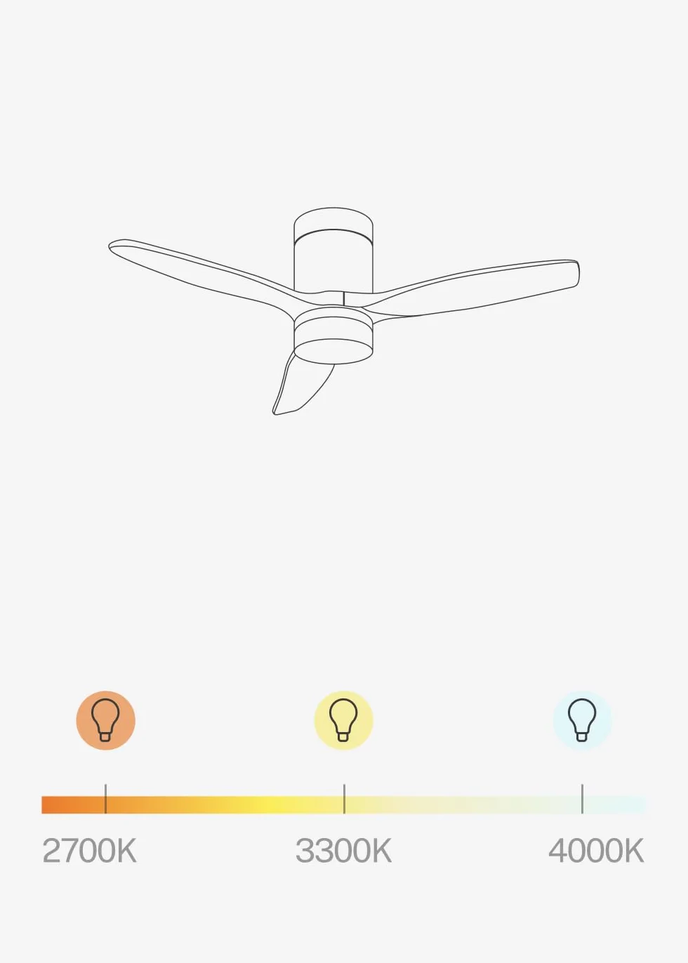 Ventilador de techo CREATE/WINDCALM S con luz blanco aspas efecto madera clara 40W Ø112 cm 6 velocidades 3 temperaturas luz temporizador verano-invierno