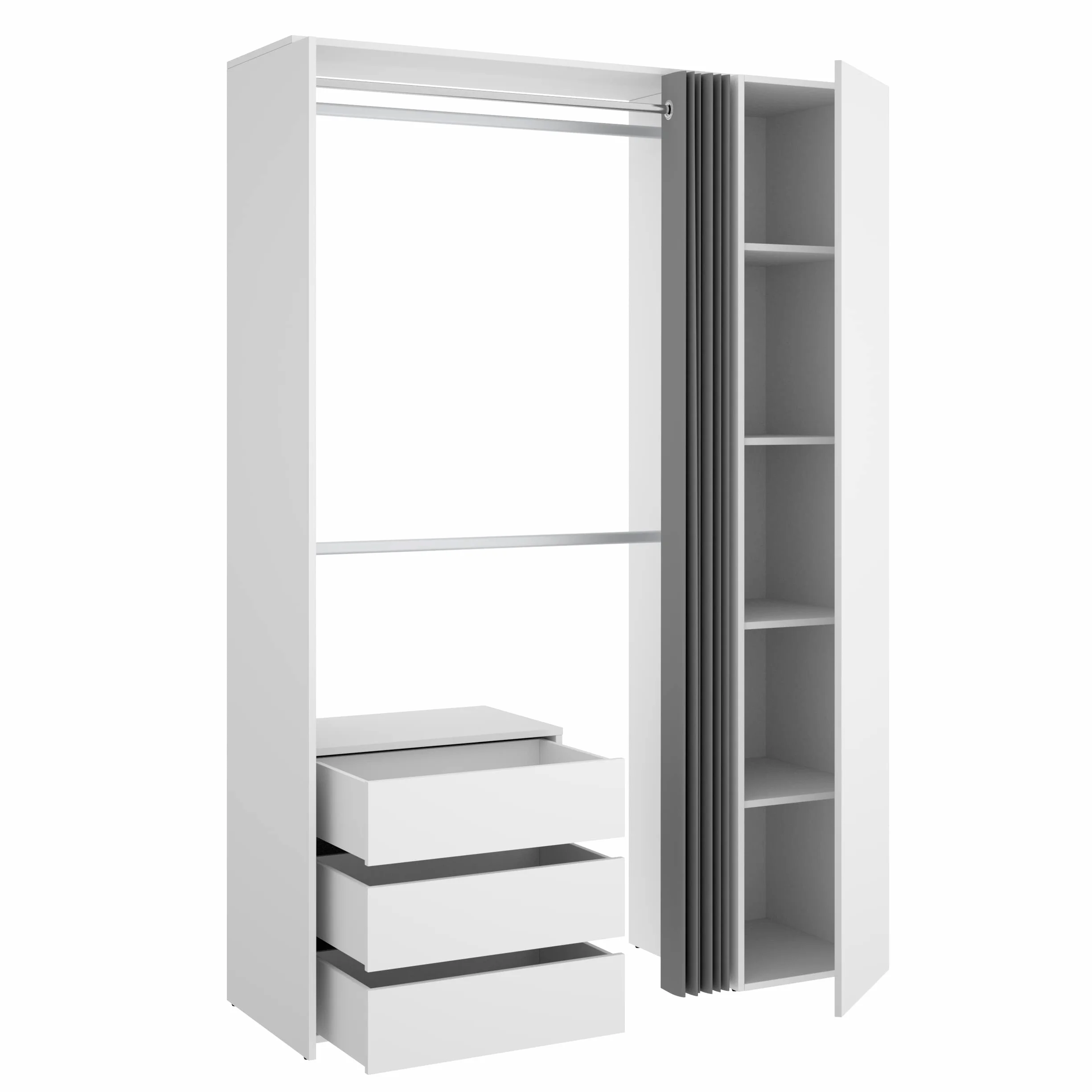 DEKIT GRUPO RIMOBEL Suit Kit Vestidor, Madera de ingeniería, Blanco, 205x139,3x52 cm
