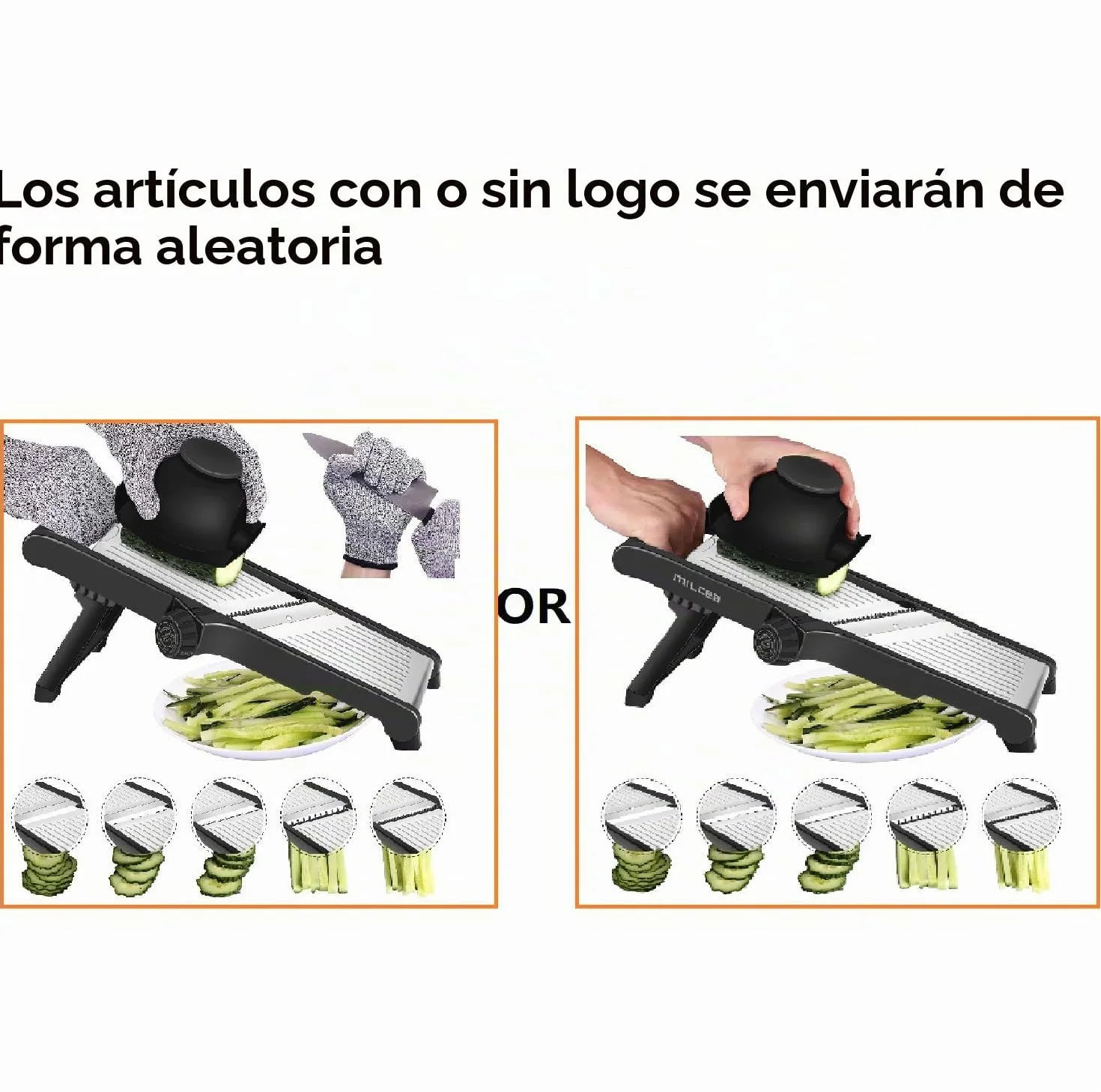 Mandolina de Cocina Profesional Cortador de Verdura - Mandolina Verduras con Guantes de Seguridad, Ajustable en Acero Inoxidable, Hacer Rodajas Gruesas de 1 a 9 mm, Cortador de Verduras Manual