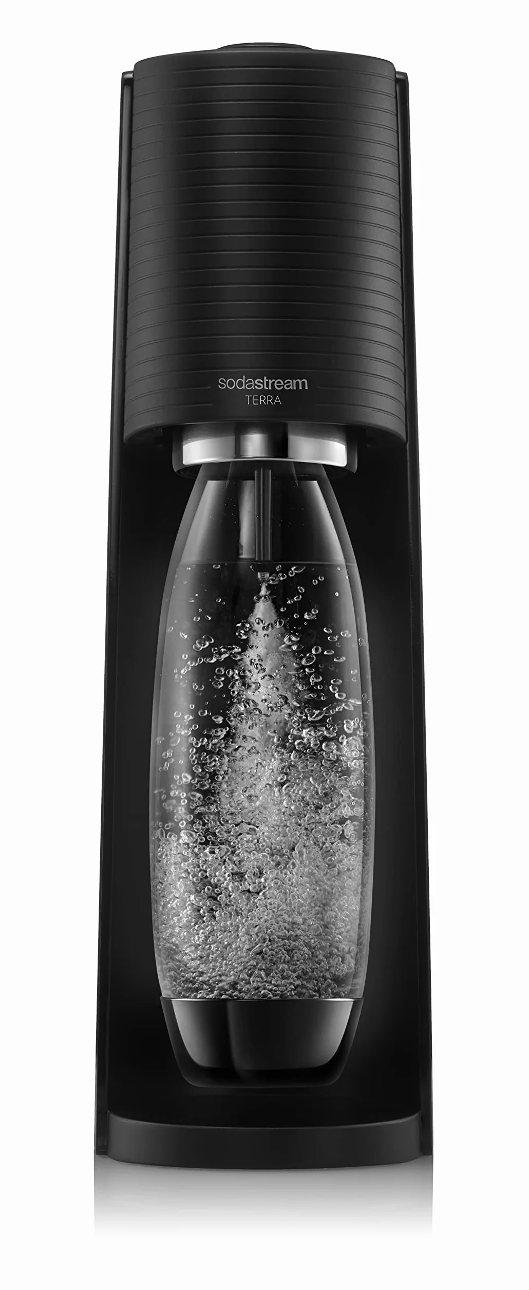 SodaStream Terra Gasador Value Pack x2 con 2 botellas de 1L aptas para lavavajillas y 1 cilindro CO2 Quick Connect, negro mate