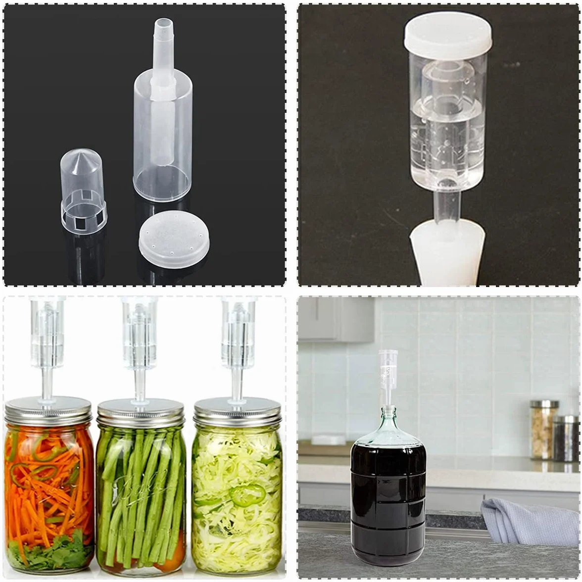 3 Piezas Fermentación Airlock,Esclusas de Aire y Arandelas de Silicona,Válvula Fermentación Plástico,Fermentador de Aire para Fabricar Cerveza Vino