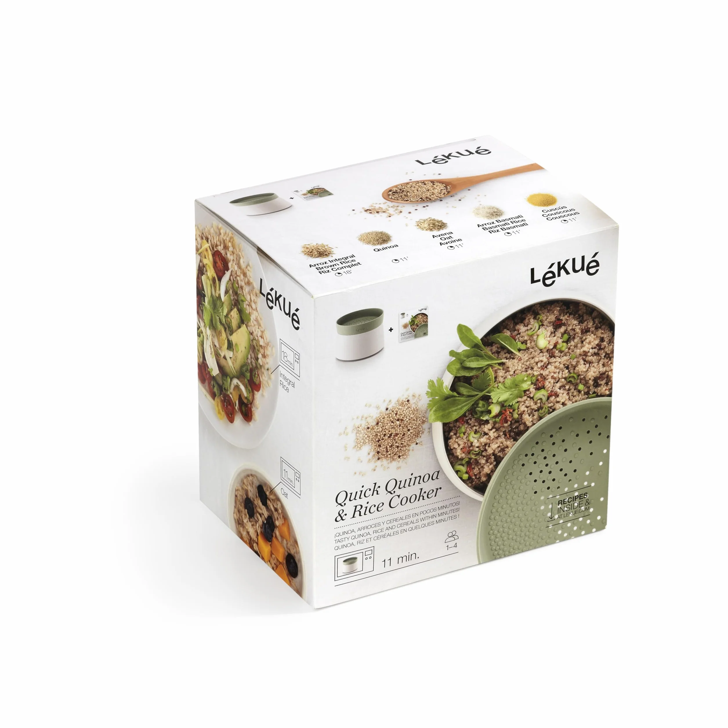 Lékué Recipiente para cocinar Quinoa y Arroces en microondas 1 Litro Verde