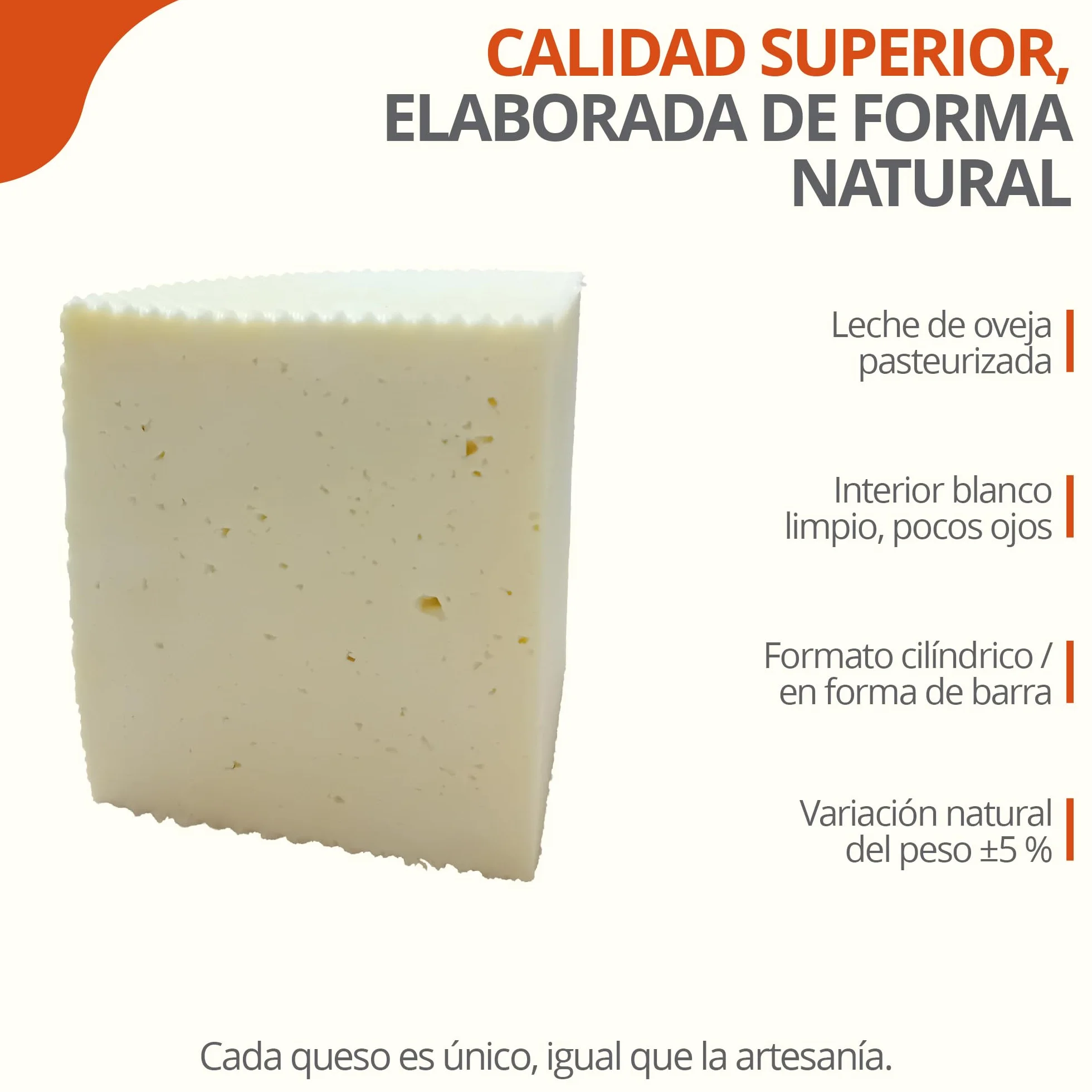 Queso Artesano Tierno de Oveja Pasteurizado 1 kg | Cesta Gourmet Regalo