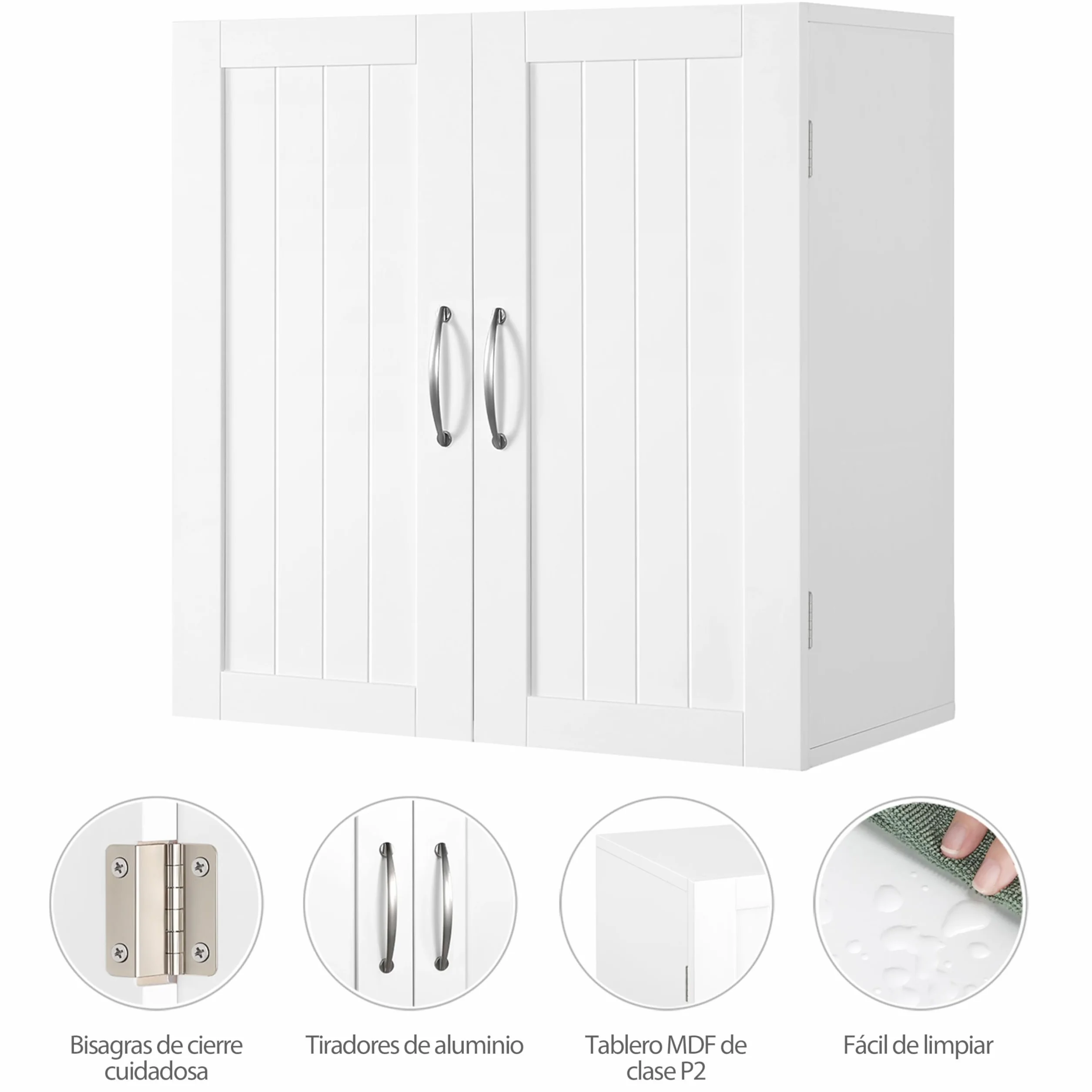 Yaheetech Armario de Baño Pared 59,5x31x59,5cm Mueble Baño Suspendido con Dos Puertas